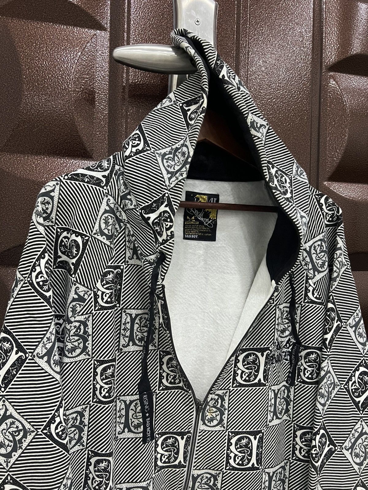Japanese Brand BADBOY Full Printed Adjustable Hooded Full Zipper Sweatshirt Size US L / EU 52-54 / 3 - 3 Thumbnail