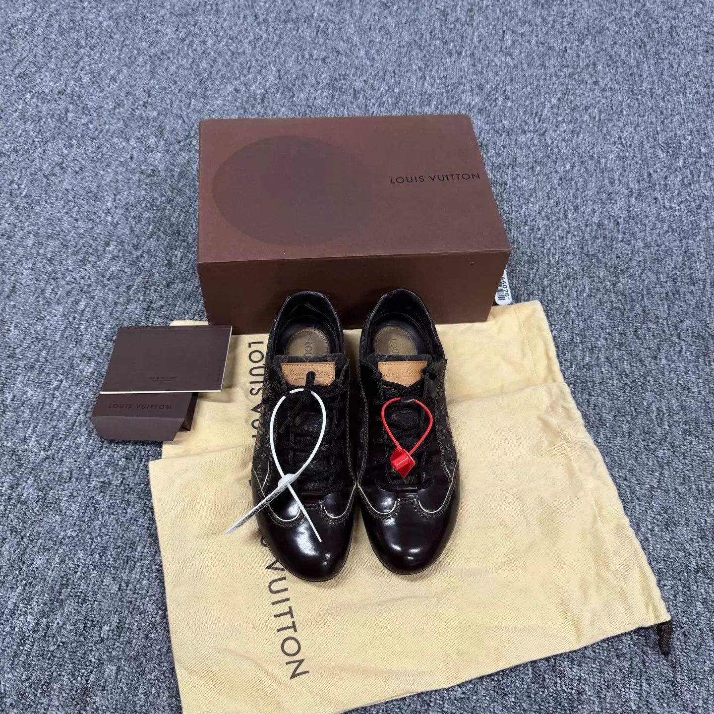 Louis Vuitton LV Black Color Block Logo Embroidered Leather Shoes Size US 6.5 / IT 36.5 - 3 Thumbnail