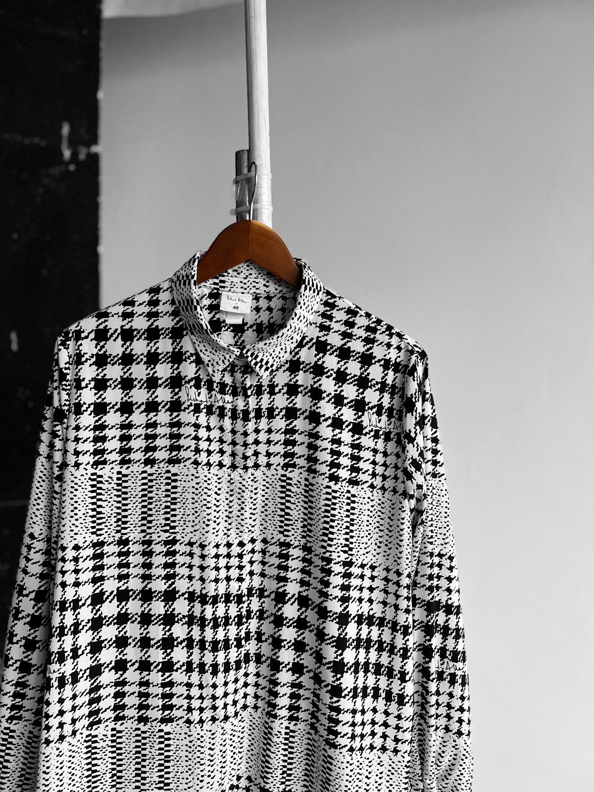 Designer × H&M H&M Richard Allan Black White Geometric Button Shirt Blouse Size XL / US 12-14 / IT 48-50 - 2 Thumbnail