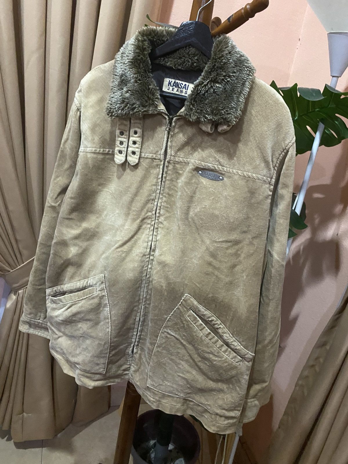 Kansai Yamamoto Vintage KANSAI JEANS Faux Fur Collar Corduroy Jacket Size US M / EU 48-50 / 2 - 2 Thumbnail