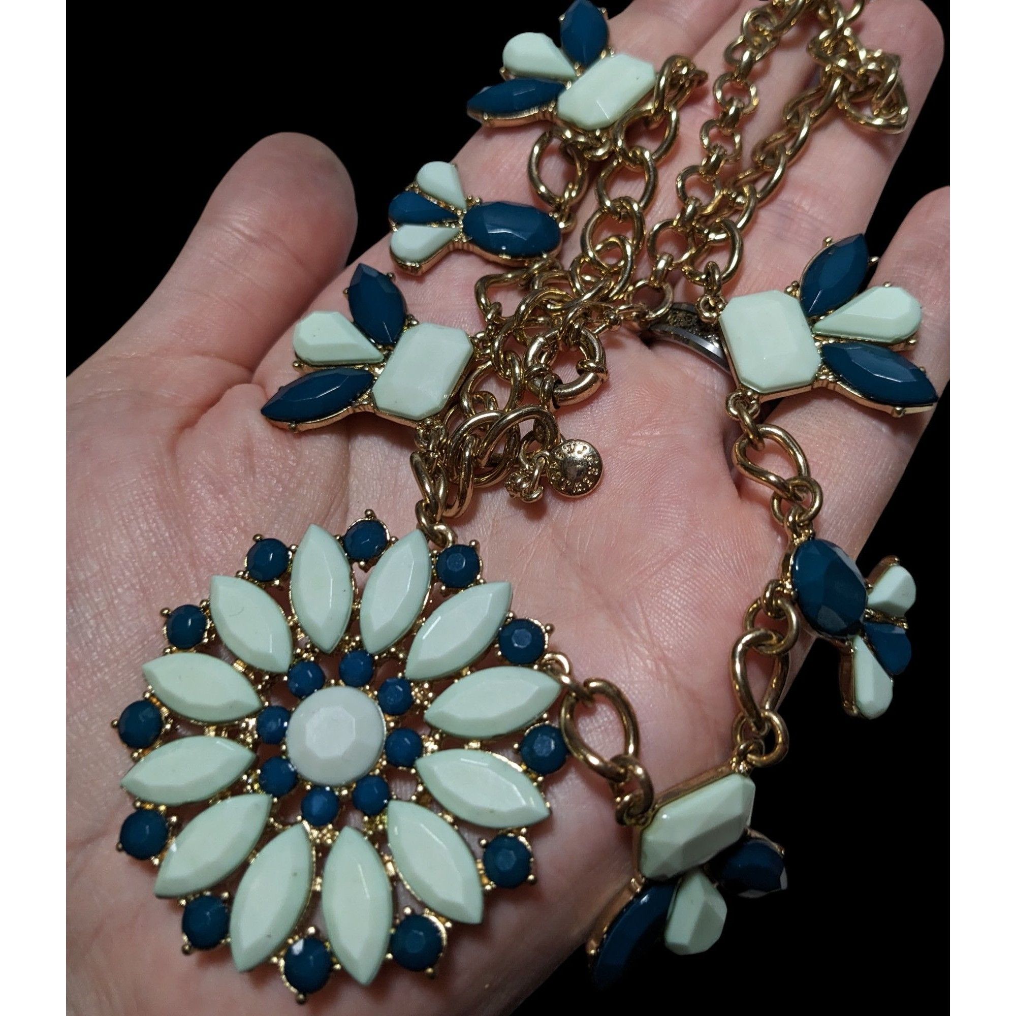 J.Crew Preppy JCrew Blue Flower Statement Necklace Size ONE SIZE - 4 Thumbnail