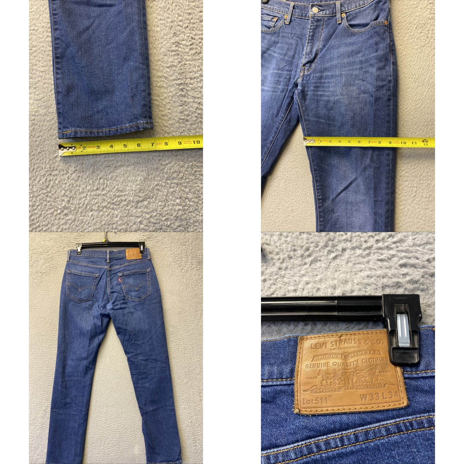 Levi's Levi’s Jeans 511 Big E Men Regular 33x34 Blue Denim Zip Button Straight Leg USA Size US 33 - 8 Thumbnail