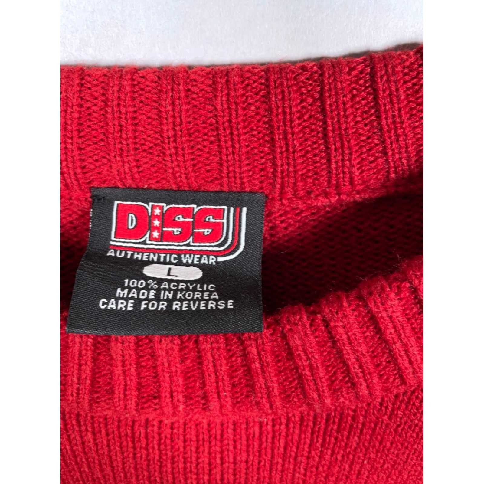 Vintage VINTAGE Diss Brooklyn Sweater Men's Large Heavyweight Embroidered 90s Red Knit Pullover Oversized Casual Fall Winter Size US L / EU 52-54 / 3 - 3 Thumbnail