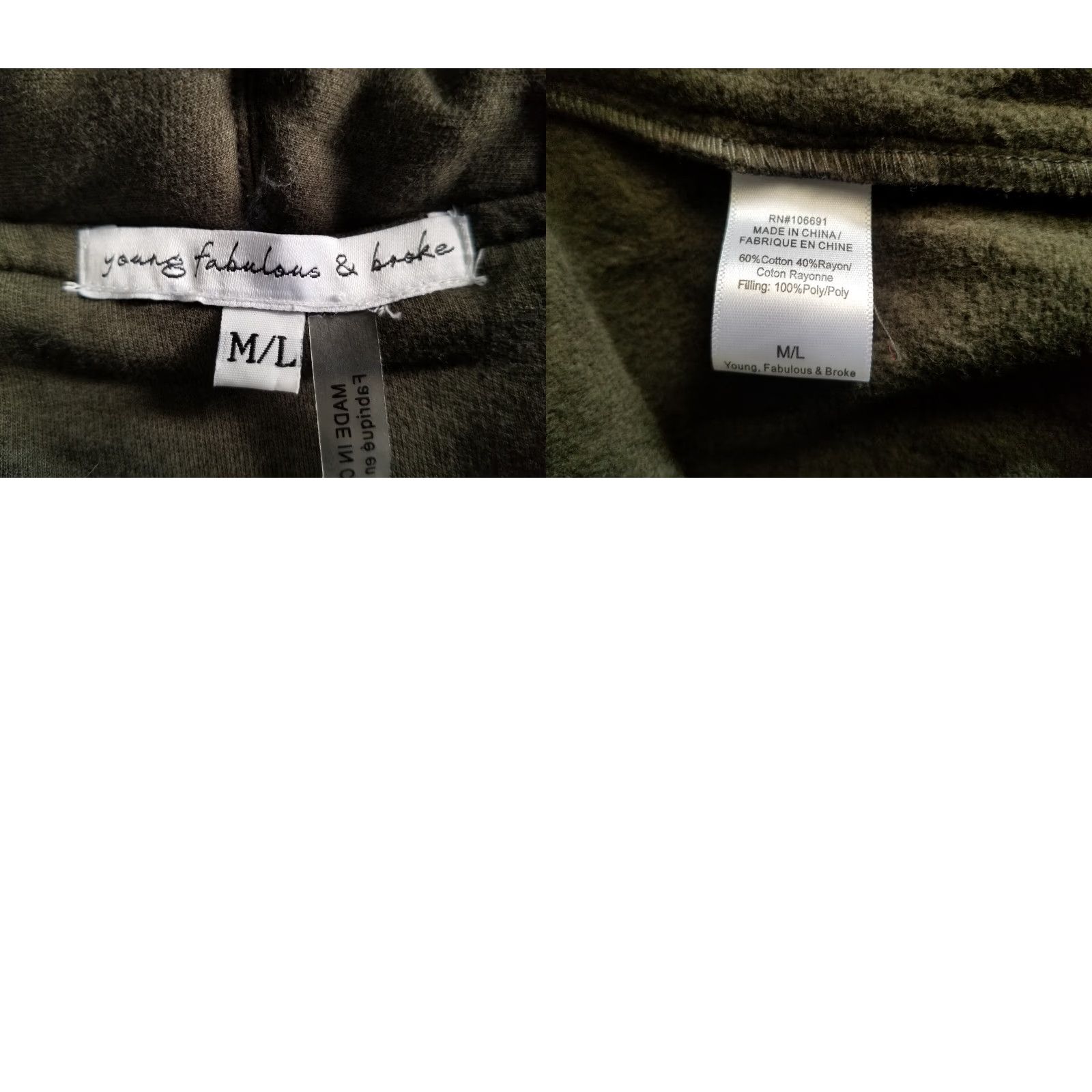 Young Fabulous & Broke Young Fabulous & Broke Green OpenFront Cardigan Sweatshirt Army M/L Women Size M / US 6-8 / IT 42-44 - 8 Thumbnail