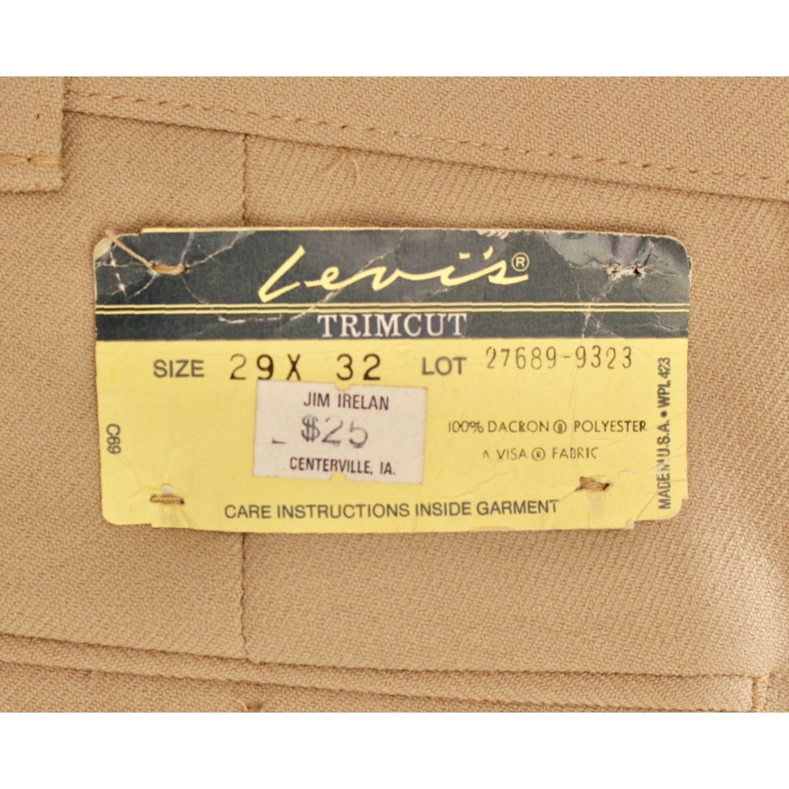 Levi's VINTAGE Levi's 70s NOS Beige Flared Polyester Pants 29x32 Disco Trimcut Mens Size US 29 - 4 Thumbnail