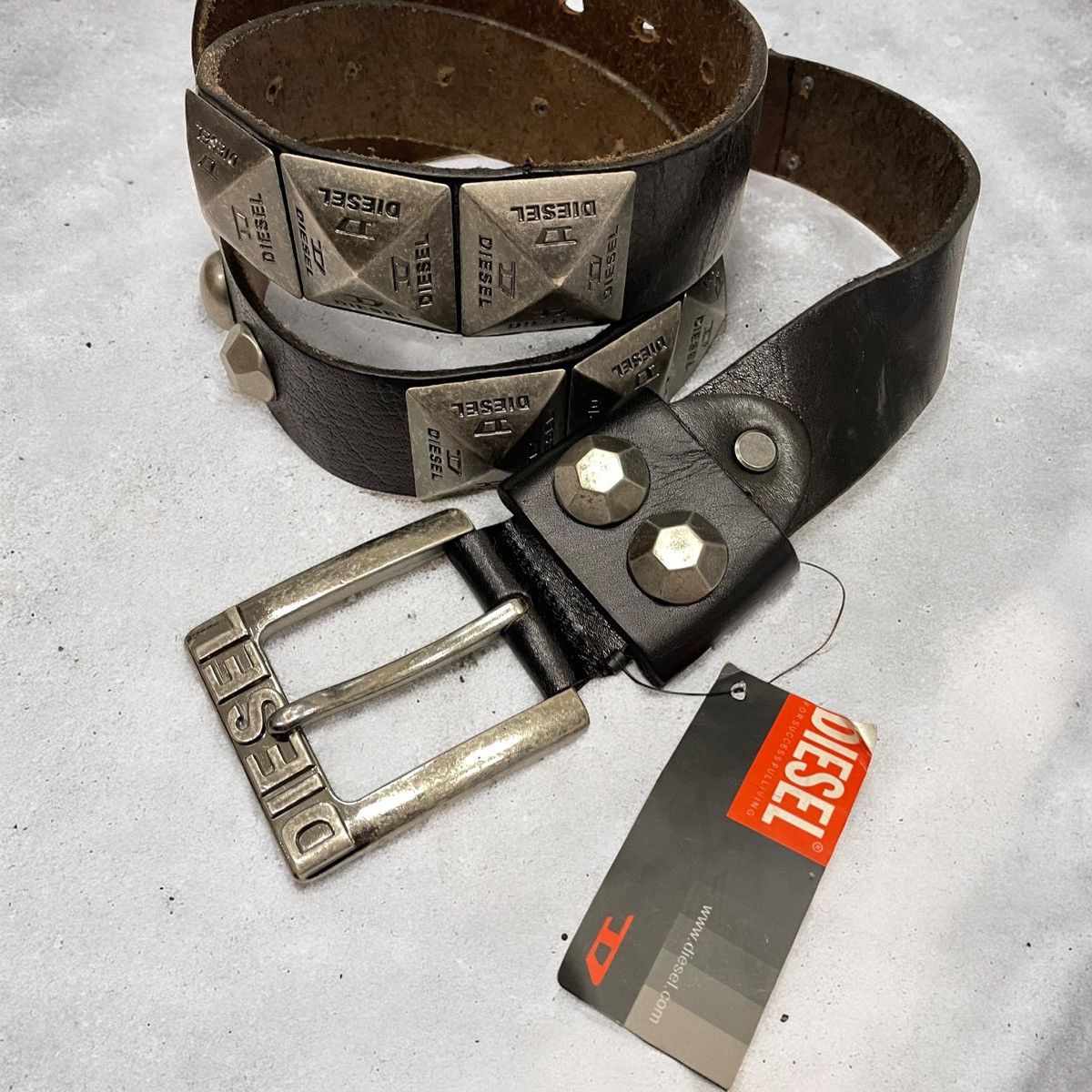Diesel × Japanese Brand × Vintage Archive Vintage leather distressed punk rivet belt Diesel Size ONE SIZE - 1 Thumbnail