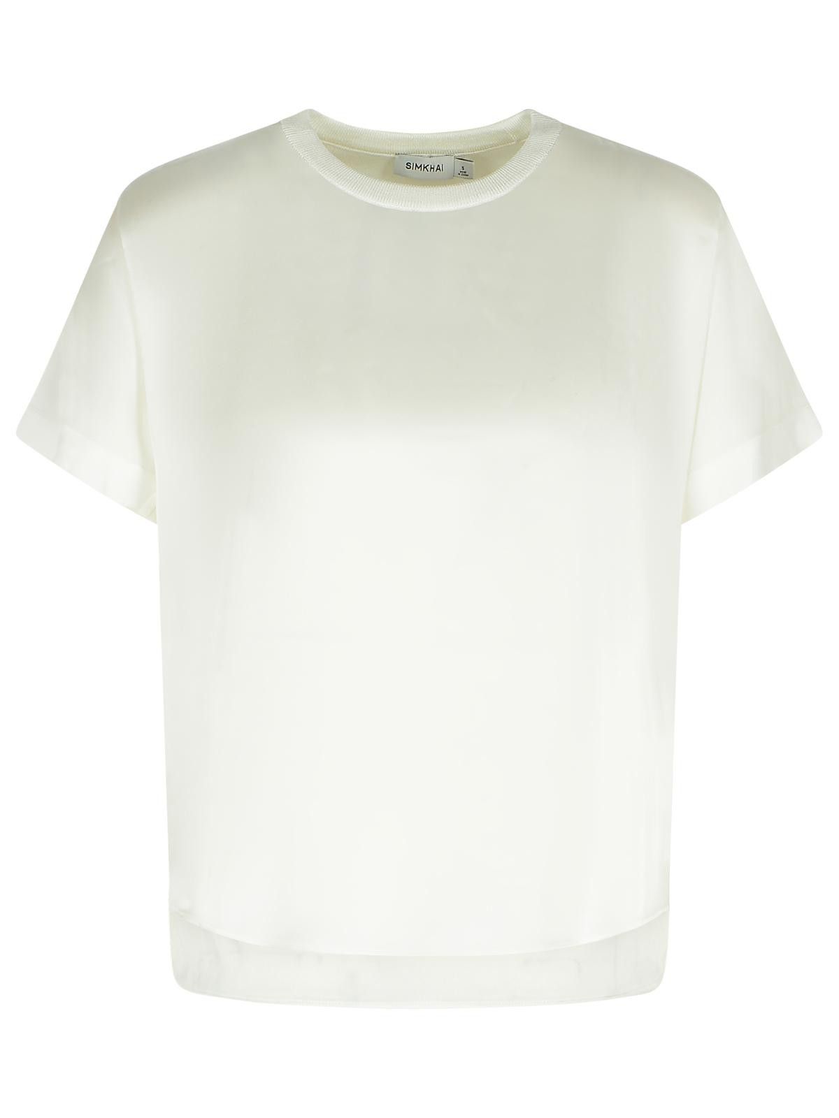 SIMKHAI 'Addy' White Acetate Blend T-Shirt
