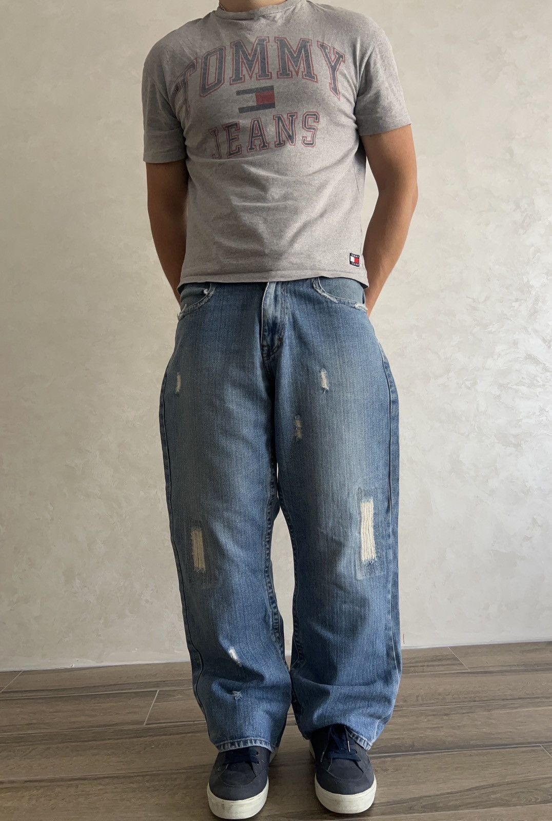 Japanese Brand Vintage Machine Distressed denim baggy jeans mens Size US 32 / EU 48 - 1 Thumbnail