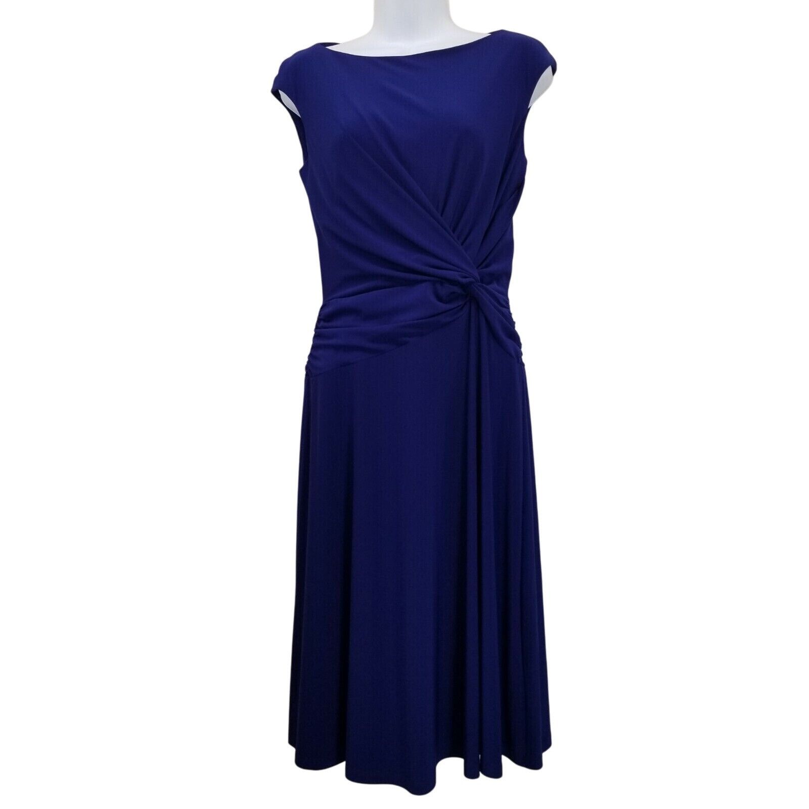 Lauren Ralph Lauren Ralph Lauren 4 Dress Blue Purple A Line Flared Boat Neck Cap Size S / US 4 / IT 40 - 1 Thumbnail