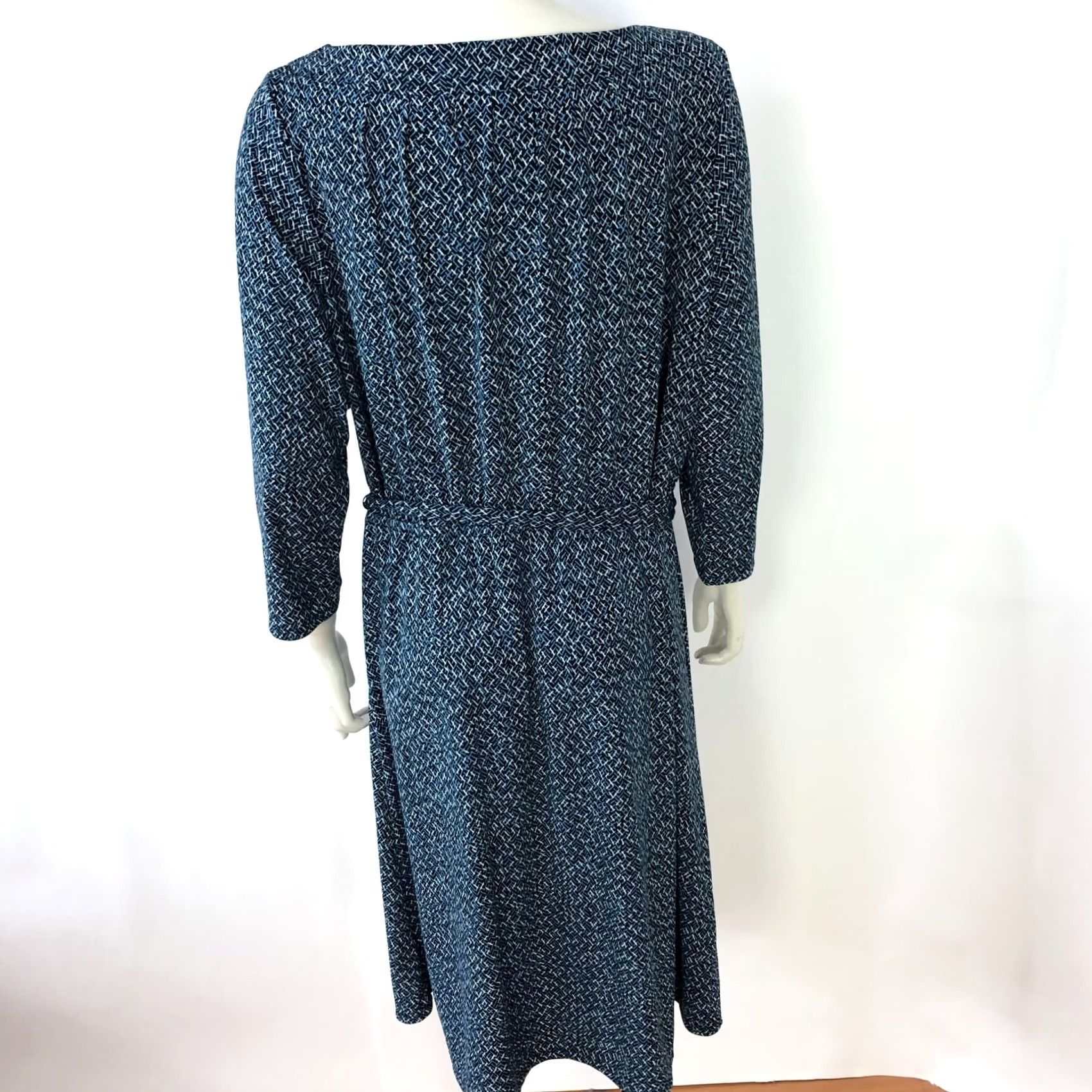 Lands' End Lands' End Dress A-Line Pullover Below Knee Belt Tie Black Blue Womens L Regular XS-XL not applicable Size L / US 10 / IT 46 - 4 Thumbnail