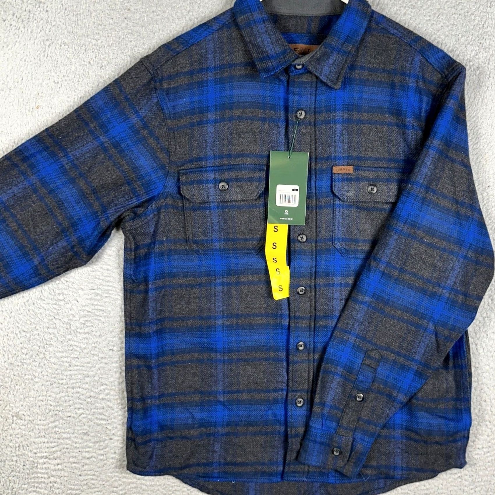 Orvis Orvis Shirt Mens Small Blue Plaid Flannel Button-Up Long Sleeve Pockets Blue Grey Charcoal Fall Winter Spring Casual Workwear Travel Size US S / EU 44-46 / 1 - 2 Thumbnail