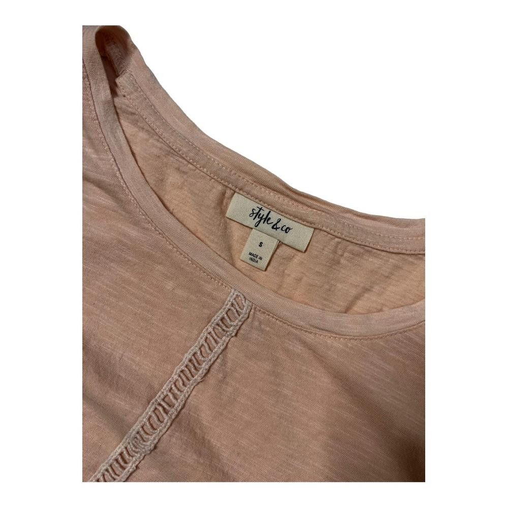 Designer Style & Co l Pink Cotton Crochet Trim Bell Sleeve Top Small Size S / US 4 / IT 40 - 6 Thumbnail