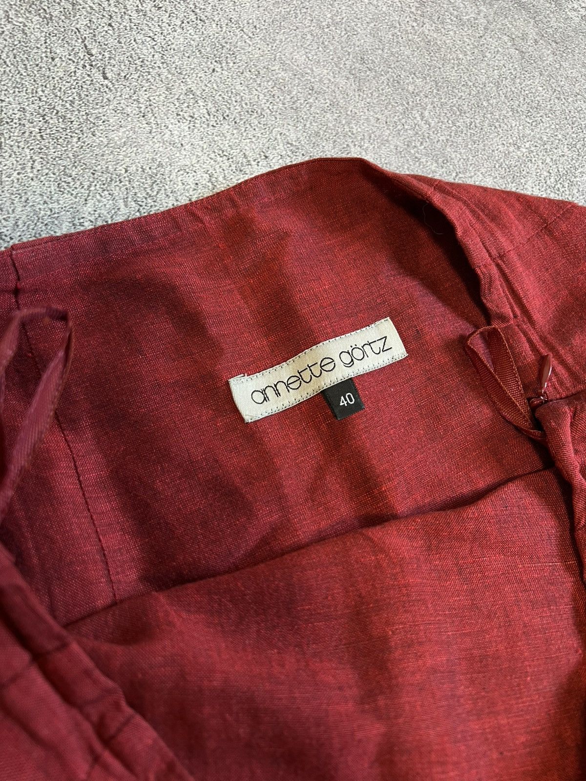 Annette Gortz × Designer × Vintage Annette Gortz Linen Double Layer Long Skirt Red Sz 40 Görtz Size 27" / US 4 / IT 40 - 6 Thumbnail