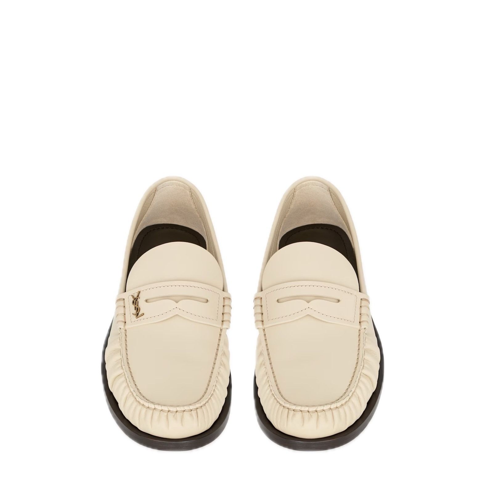 Saint Laurent Paris NIB Saint Laurent YSL Logo Leather Penny Loafers White 34.5 Size US 4.5 / IT 34.5 - 5 Thumbnail