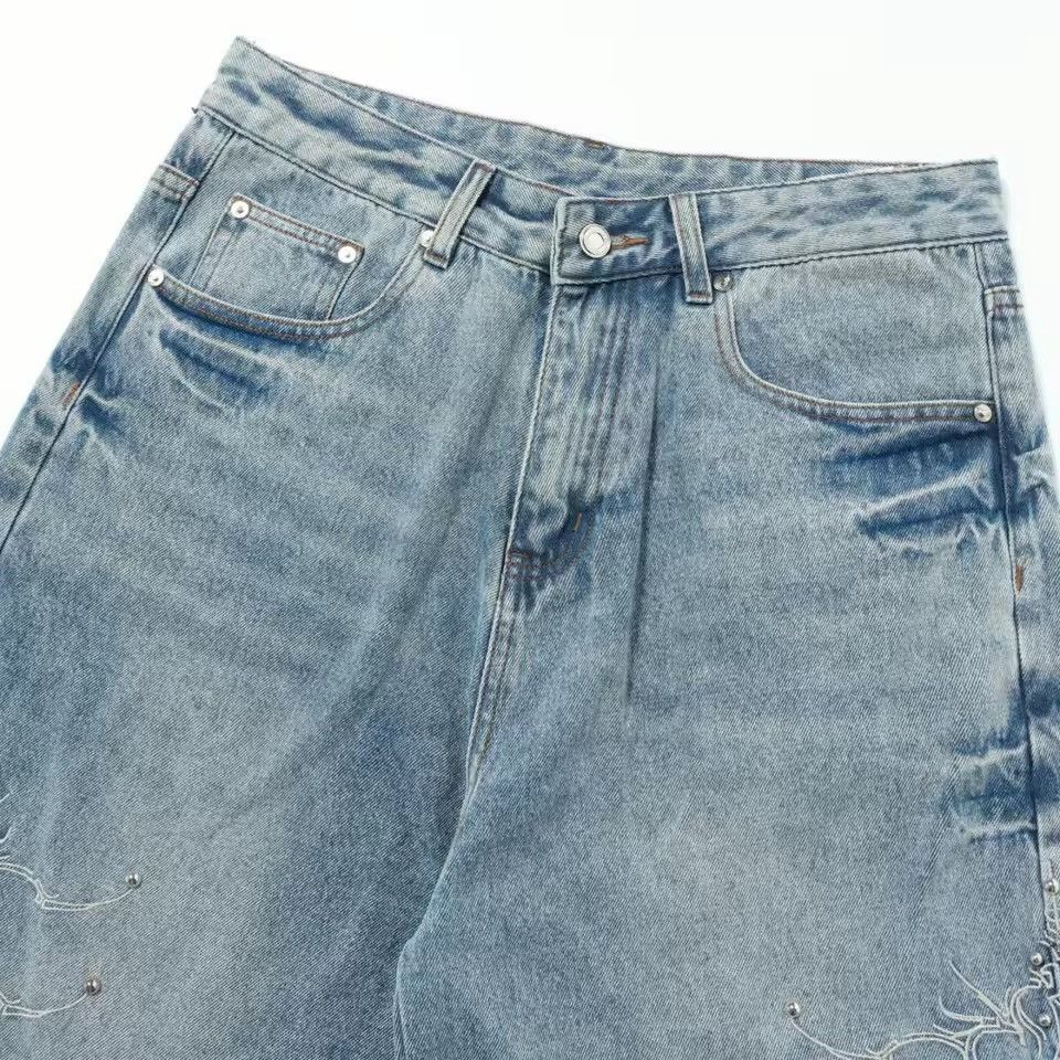 Jean Streetwear Baggy Washed Embroidery Hip Hop Jeans Size US 32 / EU 48 - 6 Thumbnail