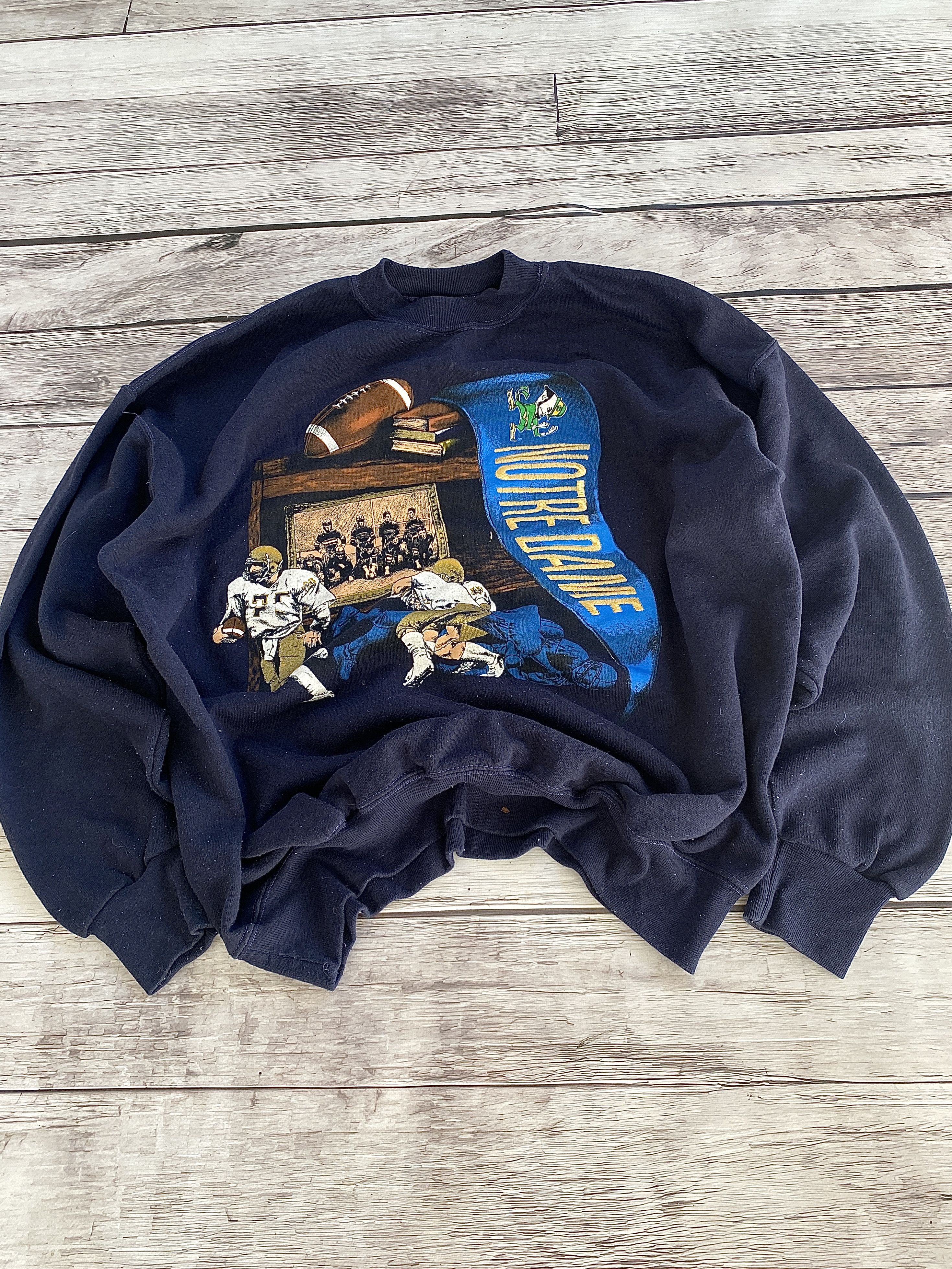 Vintage Vintage 90s Notre Dame University Sweatshirt Big Logo Boxy Size US L / EU 52-54 / 3 - 2 Thumbnail