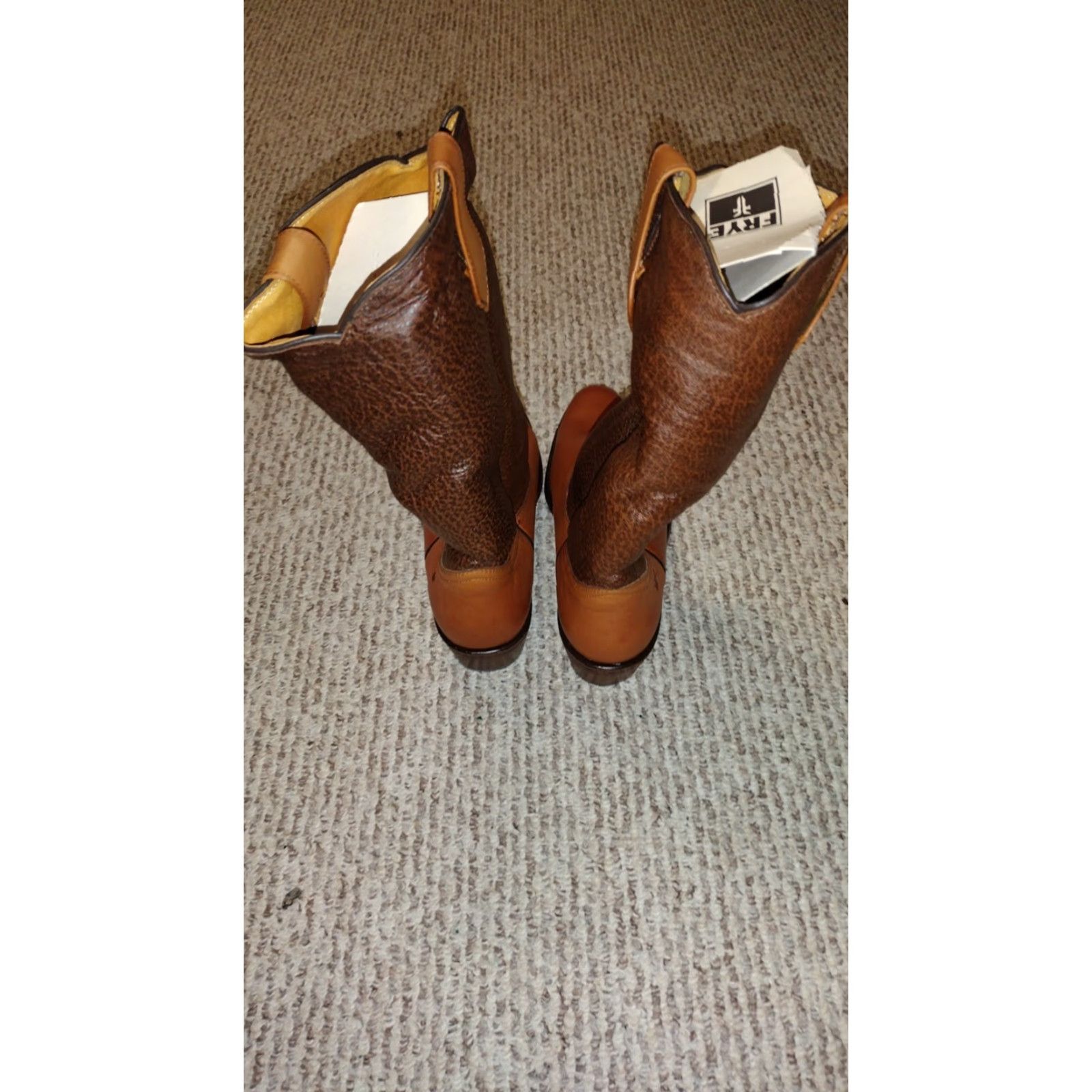 Frye VINTAGE Frye Motorcycle Biker Boot Dip Top 11.5 D Brown Leather Boots NOS 90s Gazelle? Size US L / EU 52-54 / 3 - 4 Thumbnail