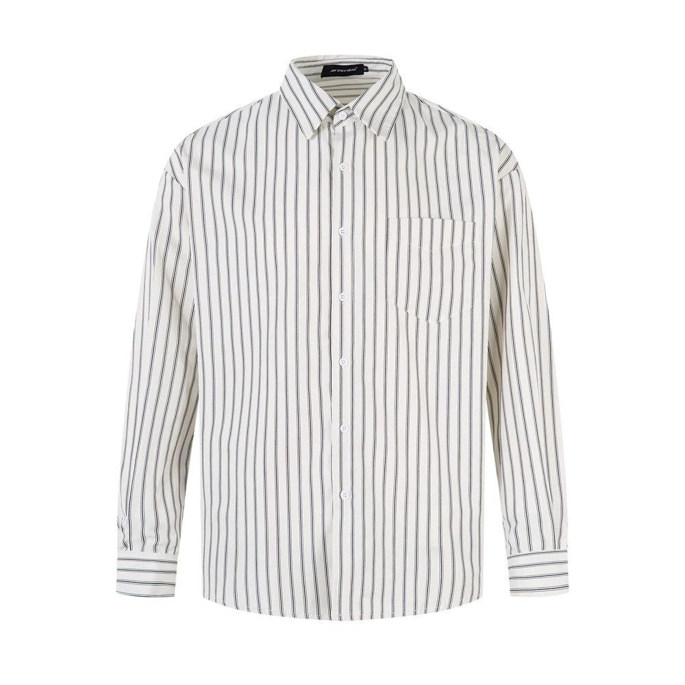 Vintage Men's Japanese all-match loose striped shirt long sleeves Size US M / EU 48-50 / 2 - 1 Thumbnail