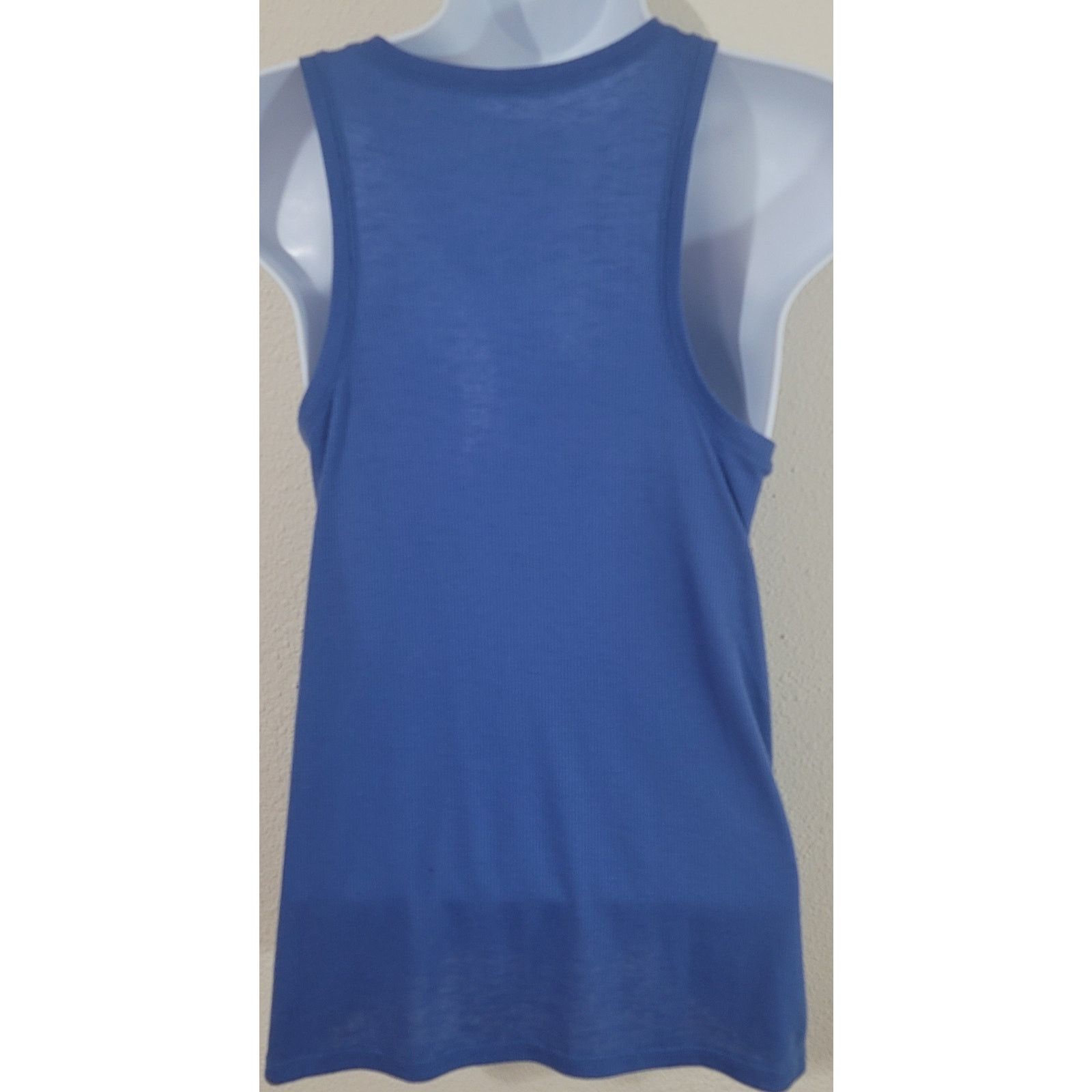 Other Mudd Blue Ribbed Slub Knit Scoop Tank Shirt Small Stretchy Size S / US 4 / IT 40 - 2 Thumbnail