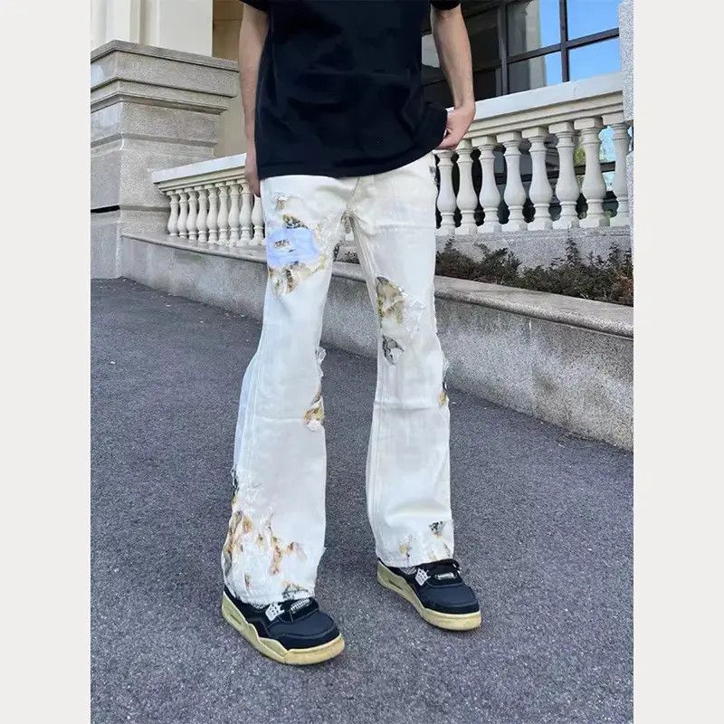 Japanese Brand Retro loose lace embroidered jeans Size US 32 / EU 48 - 2 Thumbnail