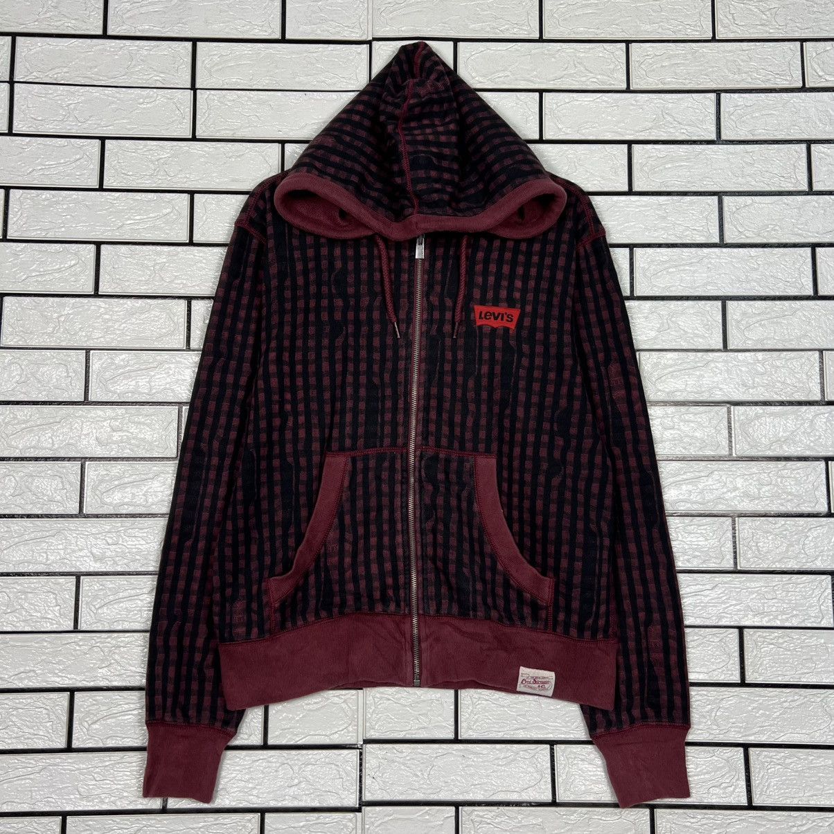 Levi's LEVIS STRAUSS Red Checked Hoodie Sweatshirt #4212-C192 Size US M / EU 48-50 / 2 - 1 Thumbnail