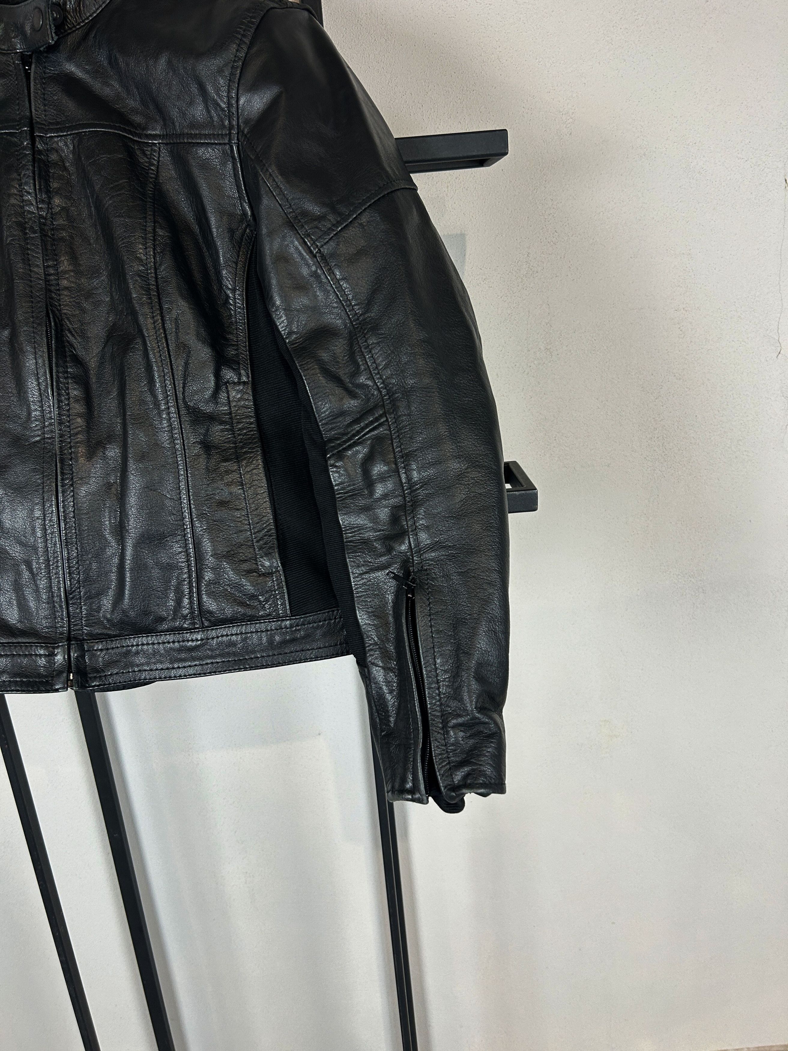 Vintage Black Leather Jacket Minimal Clean Panel Vintage Biker Core Size US S / EU 44-46 / 1 - 5 Thumbnail