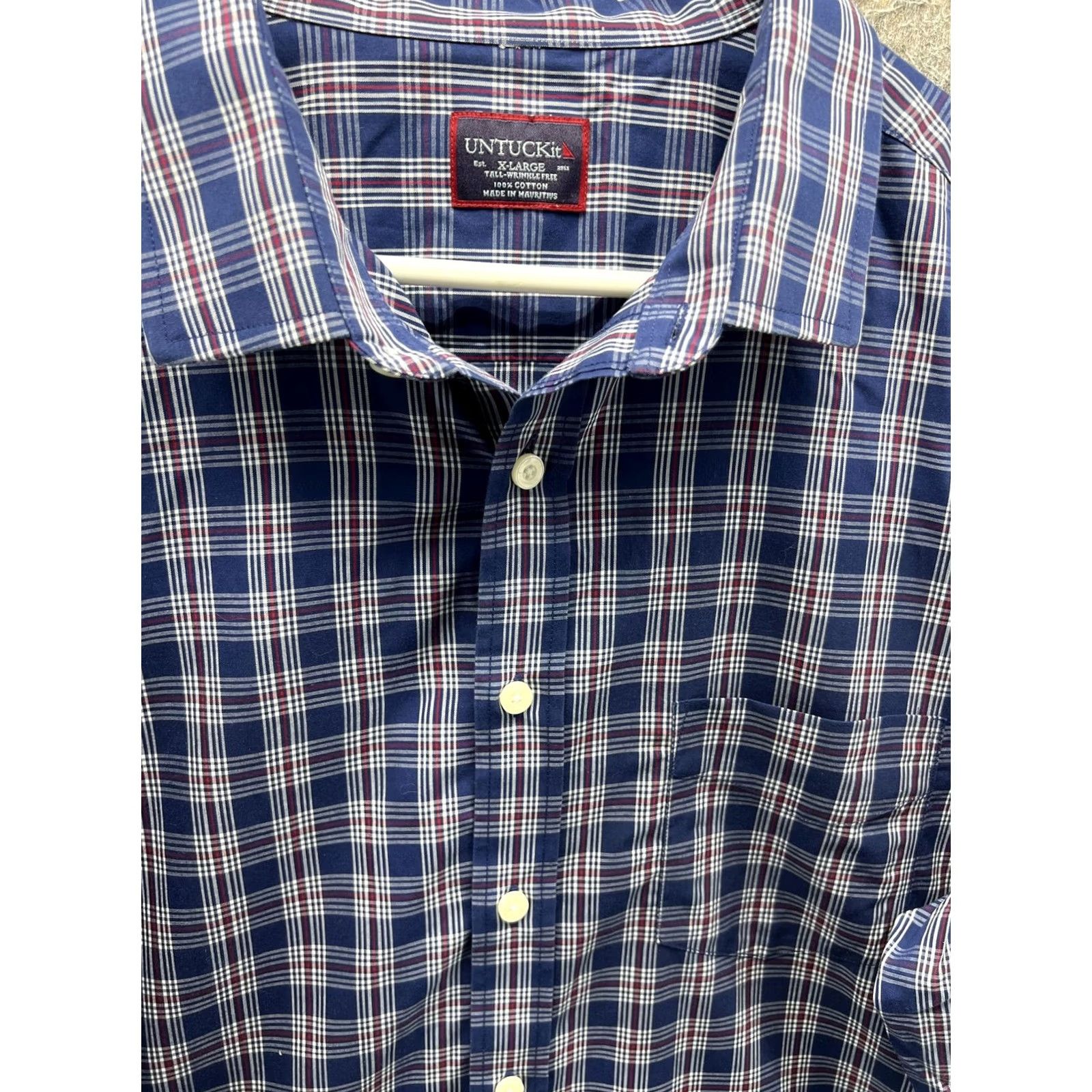 UNTUCKit UNTUCKit Shirt XLT Mens Blue Plaid Long Sleeve Button Front Wrinkle Free Casual Shirt Size US XL / EU 56 / 4 - 4 Thumbnail