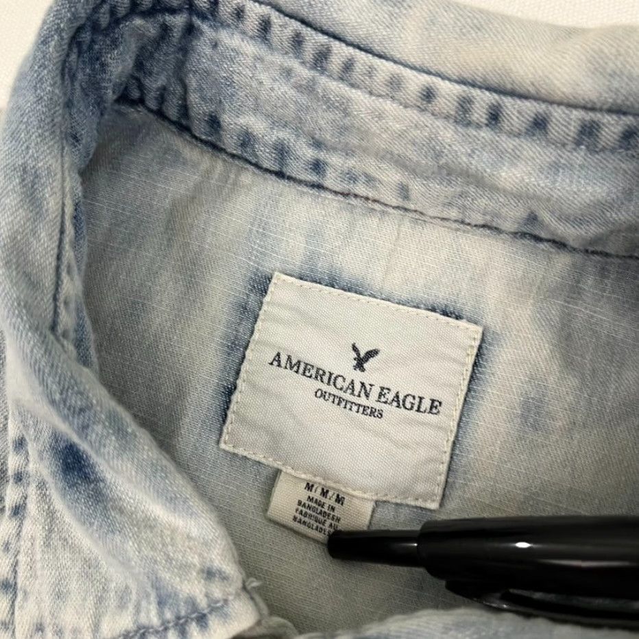 American Eagle Outfitters American Eagle Shirt Mens Medium Blue White Pearl Snap Western Pockets Tie Dye Size US M / EU 48-50 / 2 - 2 Thumbnail