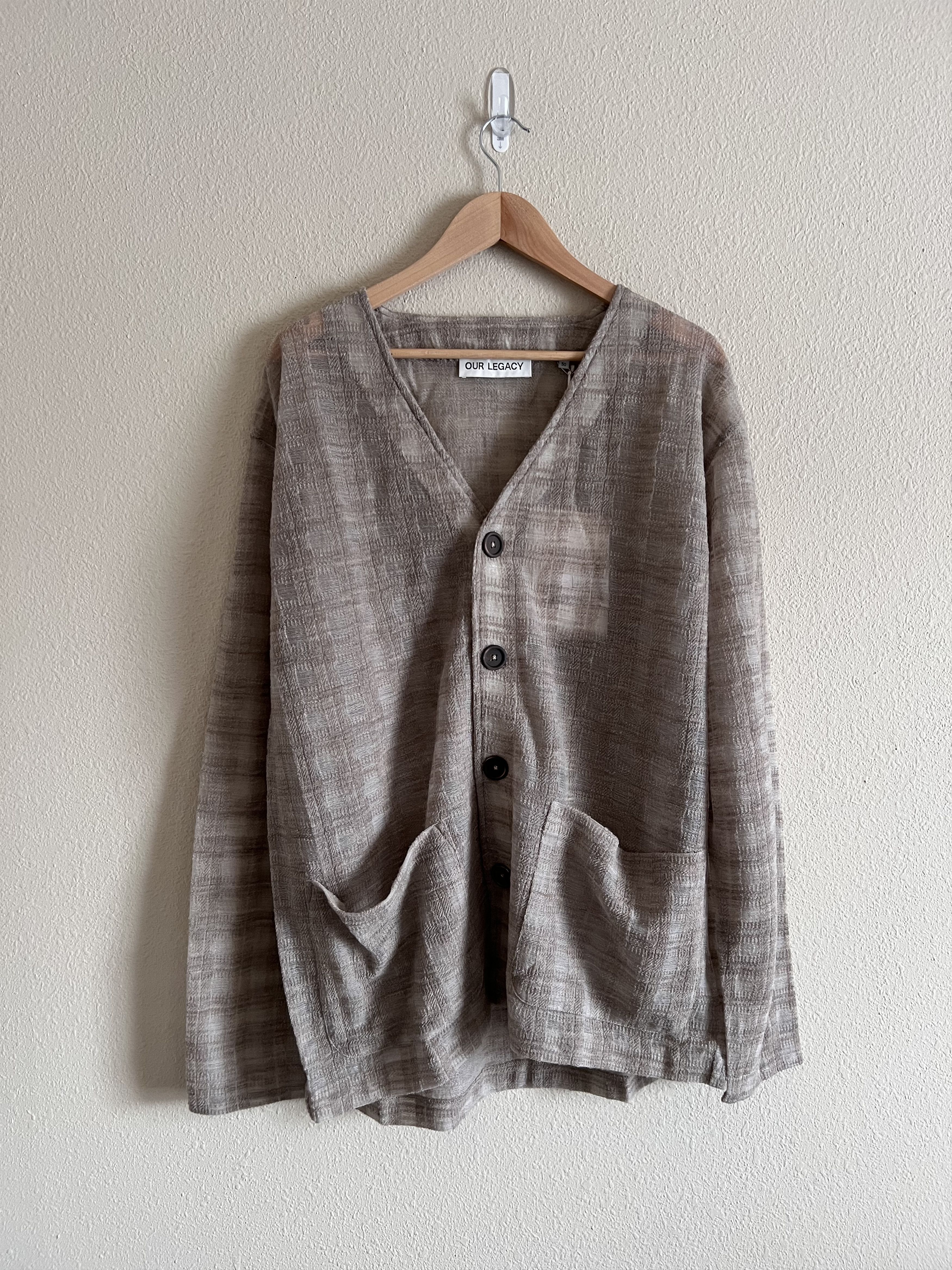 Pre-owned Our Legacy Grey Disintegration Check Cardigan In Gray