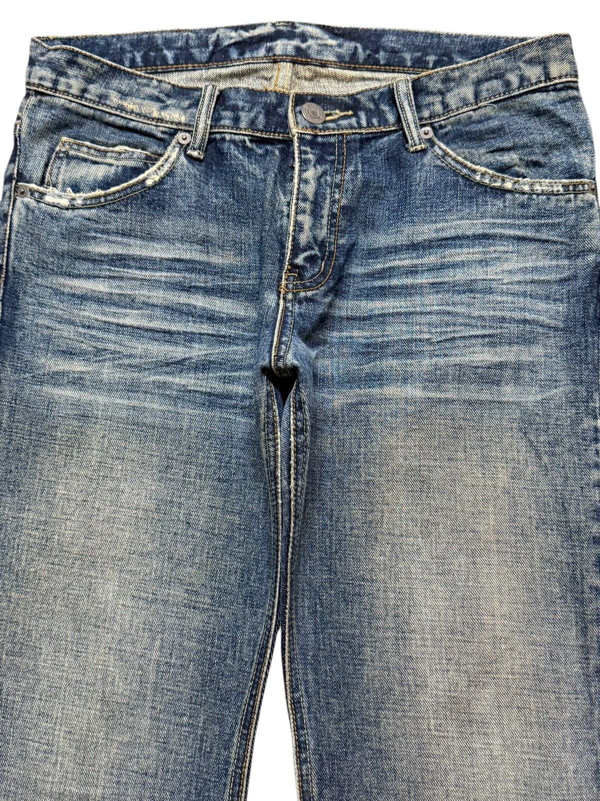 Hysteric Glamour Vintage Japanese Brand Faded Wash Whisker Wide Leg Bootcut Size US 32 / EU 48 - 3 Thumbnail
