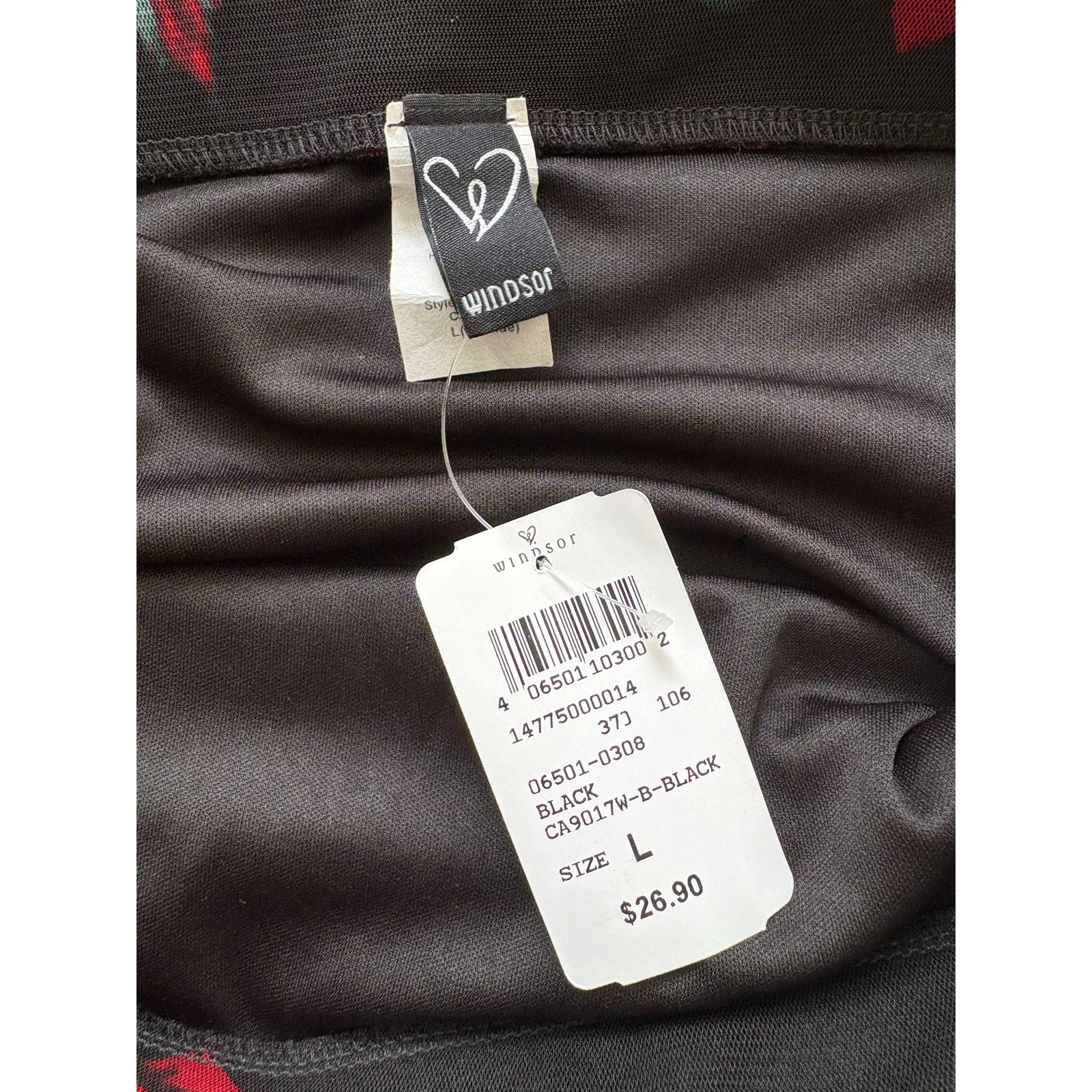 Other Windsor | Black Floral Cinch Side Tie Skirt | NWT | Large Size 22" - 3 Thumbnail