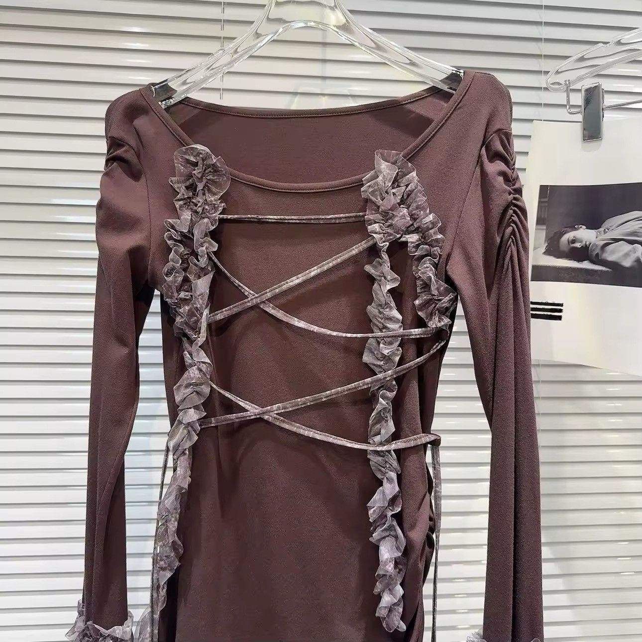 Designer × Vintage Design Patchwork Bandage Long Sleeve T Shirt Top Y2k Size S / US 4 / IT 40 - 2 Thumbnail