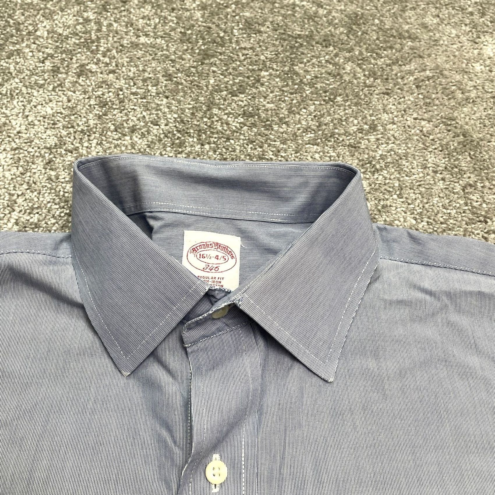 Brooks Brothers Brooks Brothers 346 Dress Shirt Mens 16.5 Blue Regular Fit Cotton Business Shirt Size 46R - 3 Thumbnail