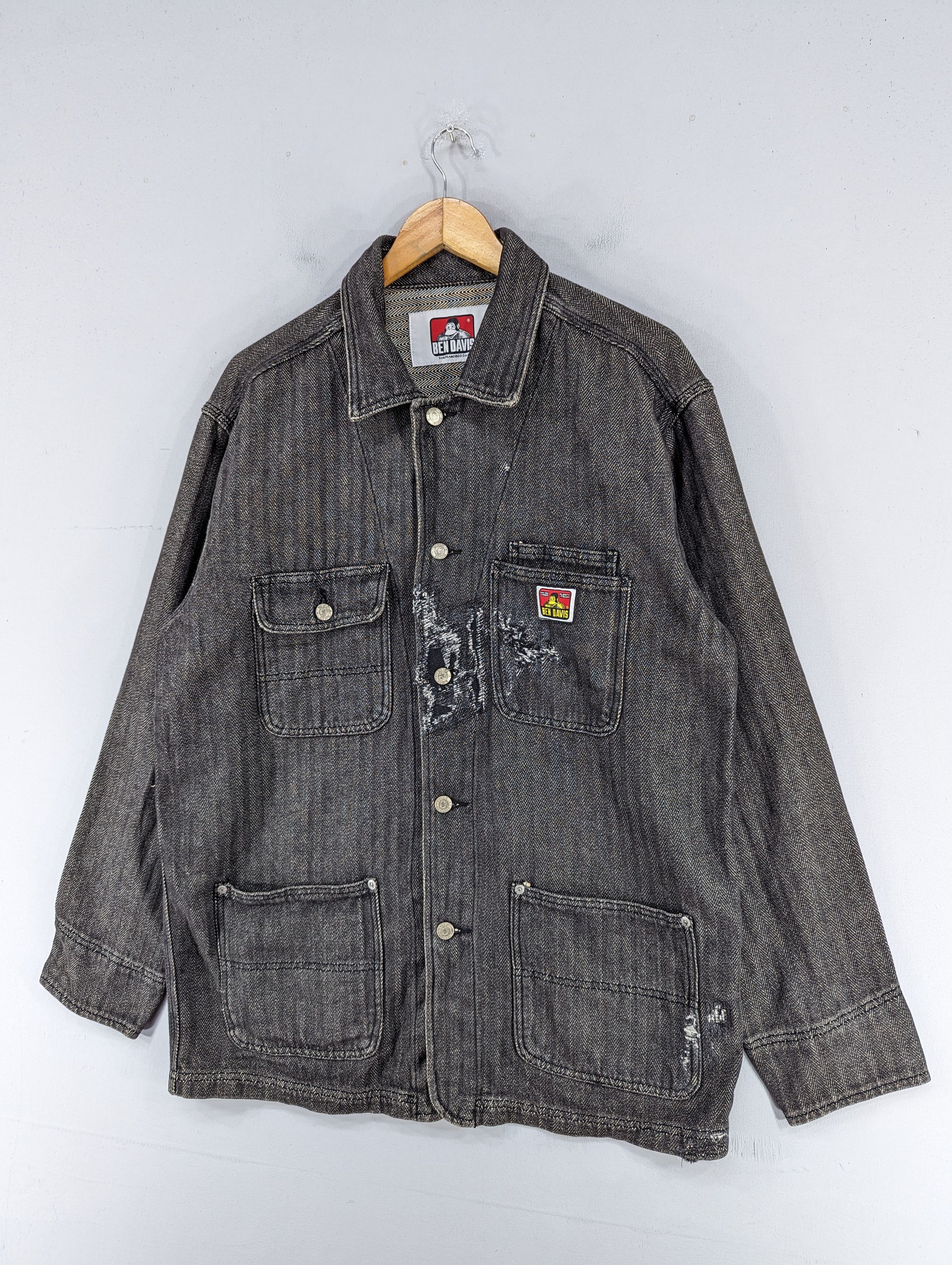 Ben Davis Vintage Ben Davis Distressed Herringbone Chore Jacket Size US L / EU 52-54 / 3 - 2 Thumbnail