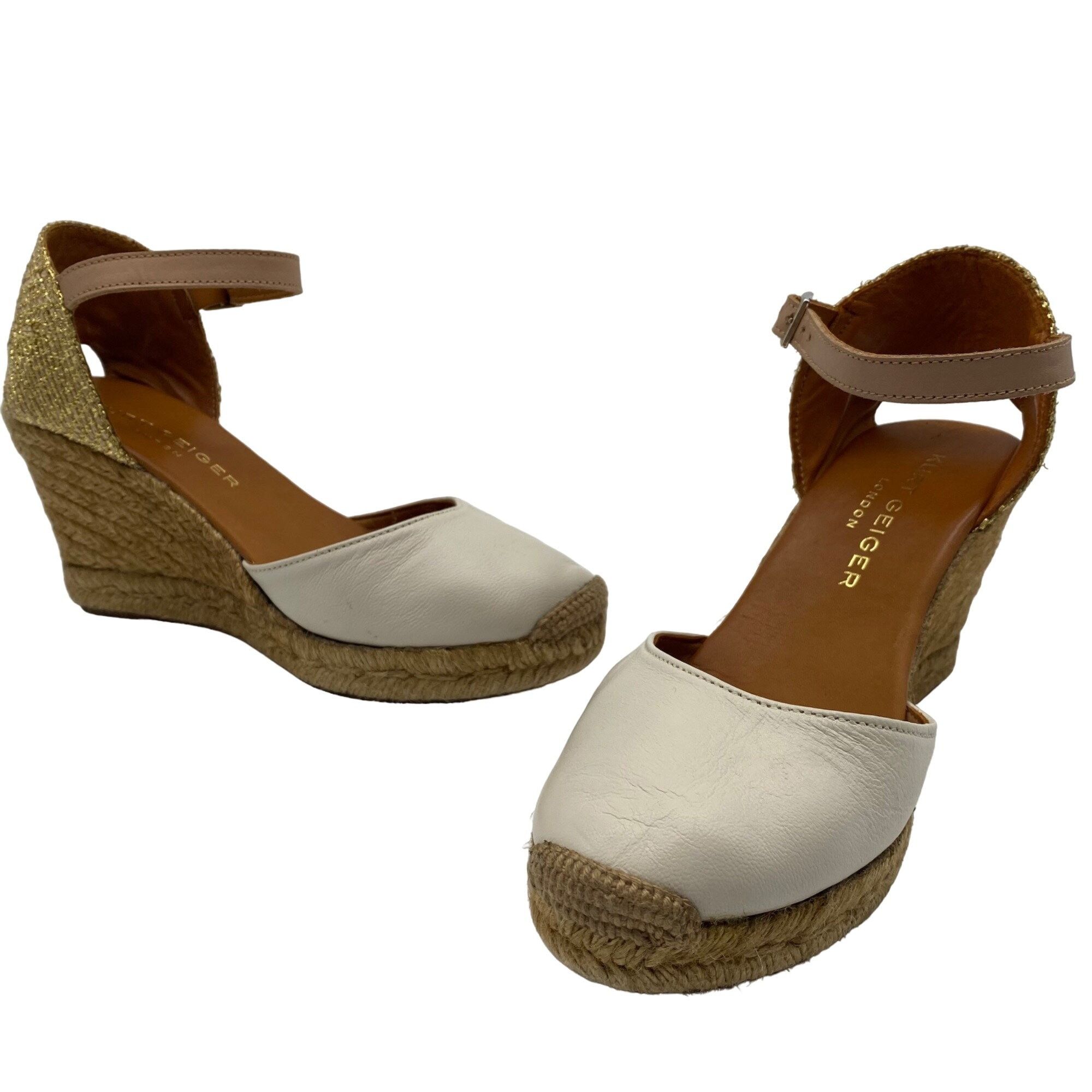 Kurt Geiger Kurt Geiger London Monty White/Gold wedge heel espadrilles W Size US 8 / IT 38 - 15 Thumbnail