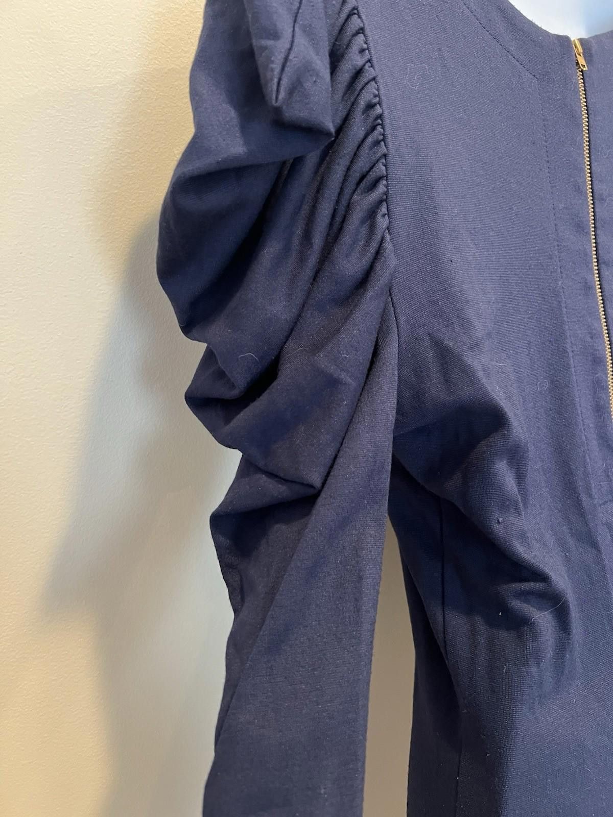 French Connection French Connection Navy SemiFlared Dress Ruched Sleeves Small Size S / US 4 / IT 40 - 4 Thumbnail