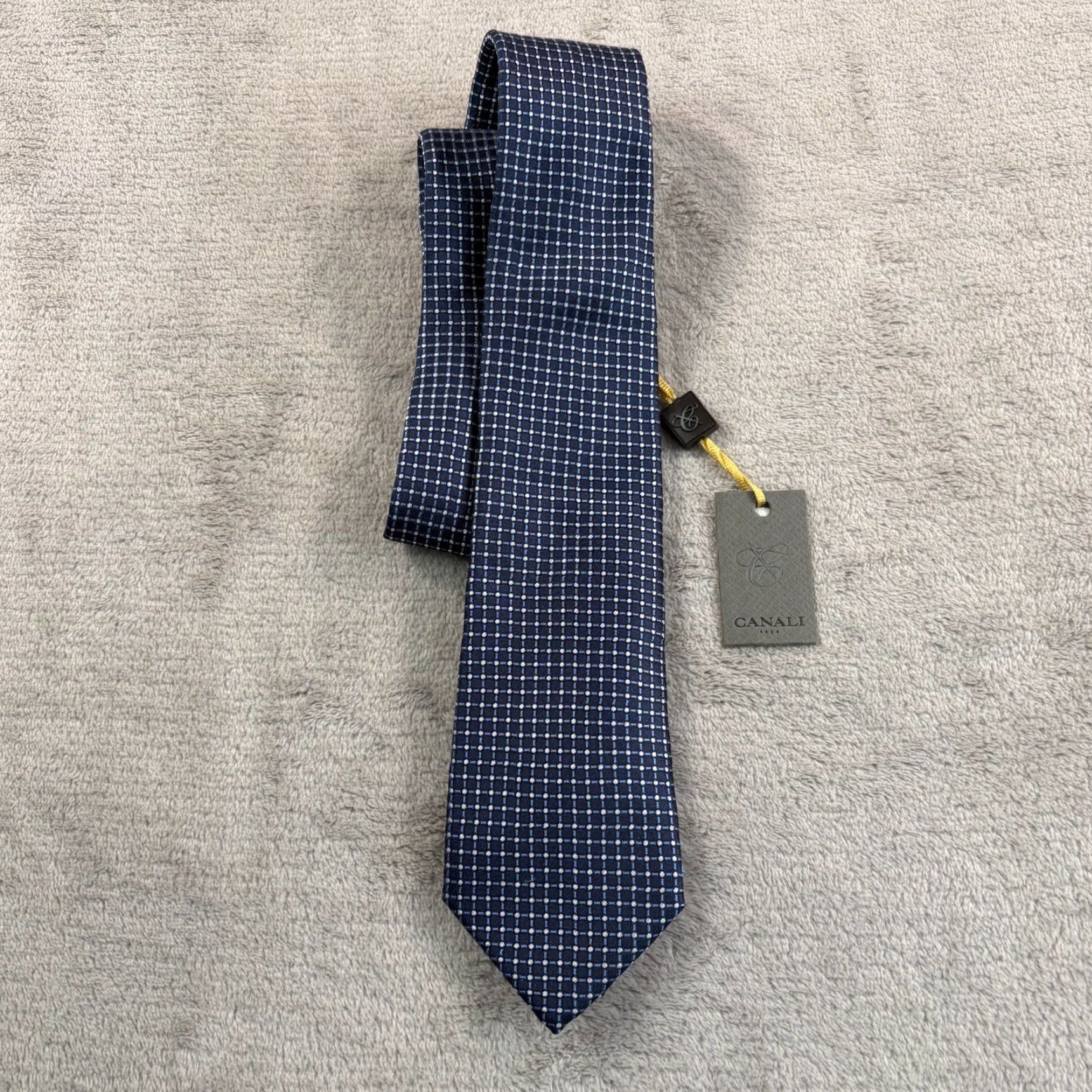 Canali Canali Tie Blue Geometric 100% Silk Made in Italy Luxury NWT Mens Classic 57"-60" Abstract Preppy Yellow Pink? Size ONE SIZE - 6 Thumbnail