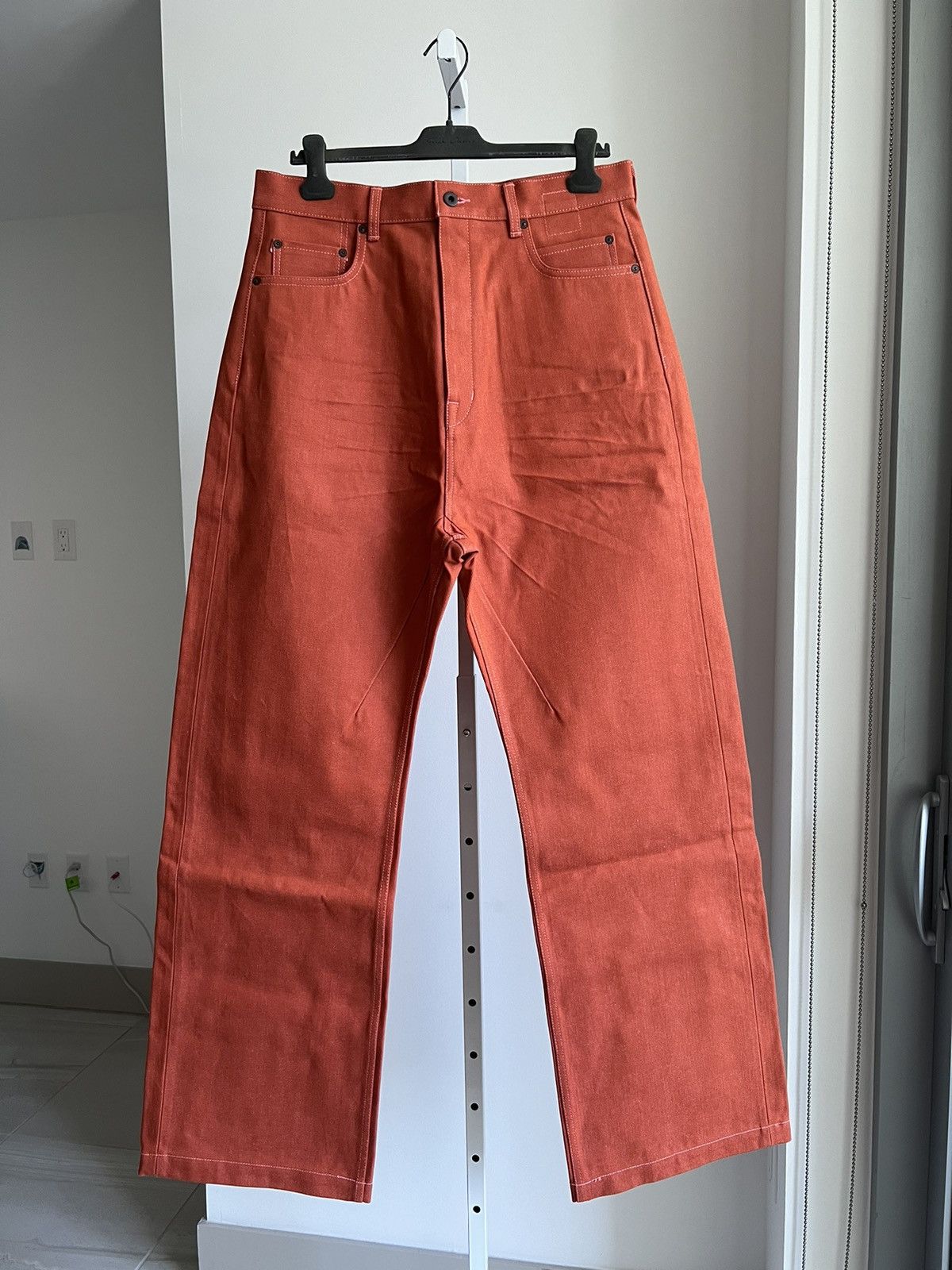 image of Rick Owens Ss22 Fogachine Runway Geth Denim In Orange Jp Selvedge, Men's (Size 34)