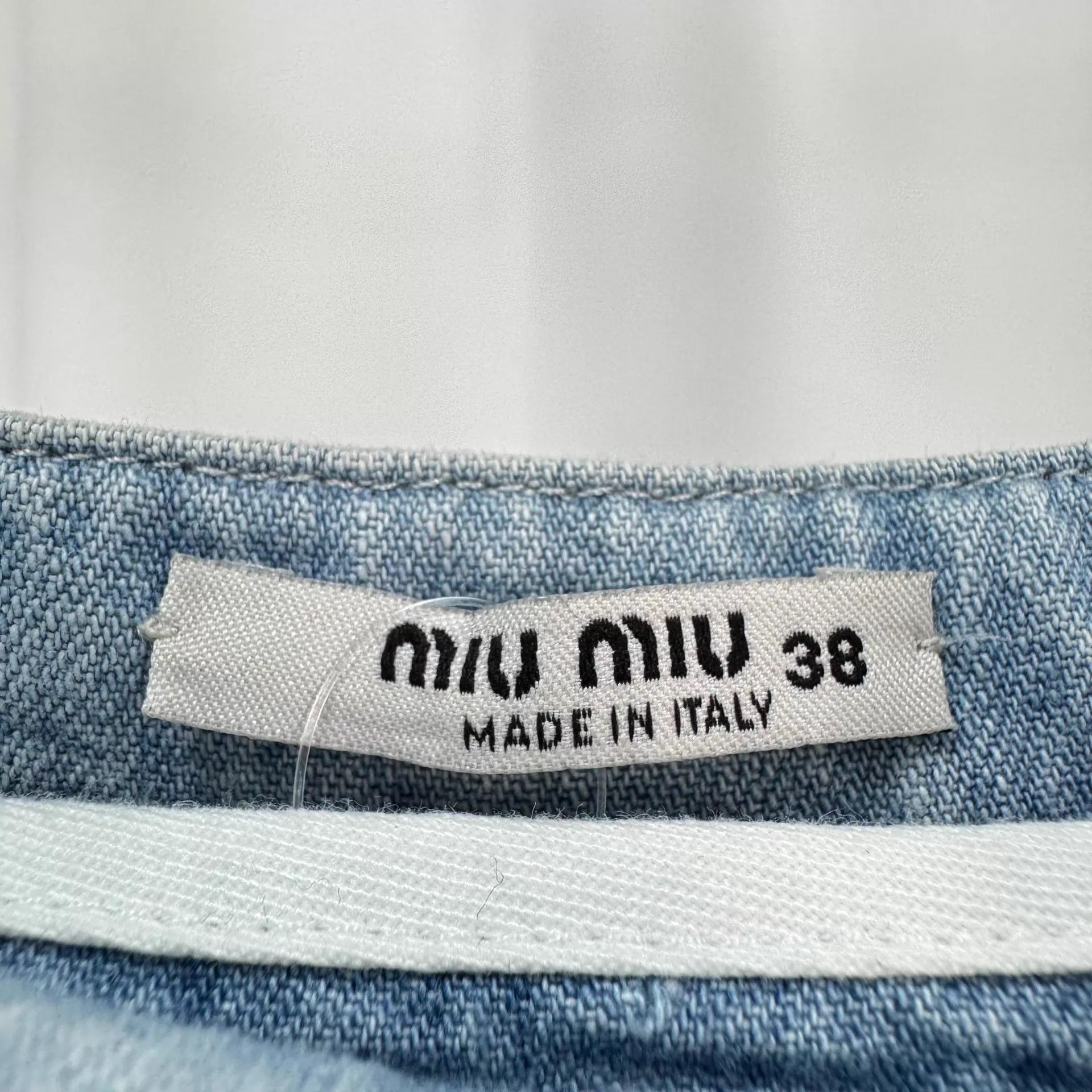 Miu Miu MIU MIU Embroidered Logo Denim Skirt 99 New Size 38 Size 26" / US 2 / IT 38 - 4 Thumbnail