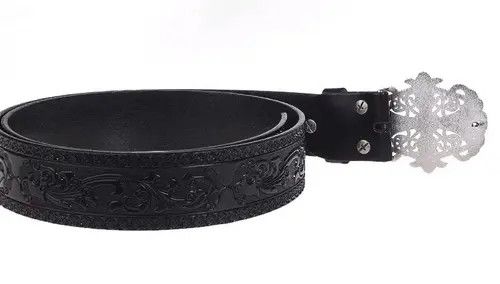 Other Retro black carved leather belt Size ONE SIZE - 8 Thumbnail