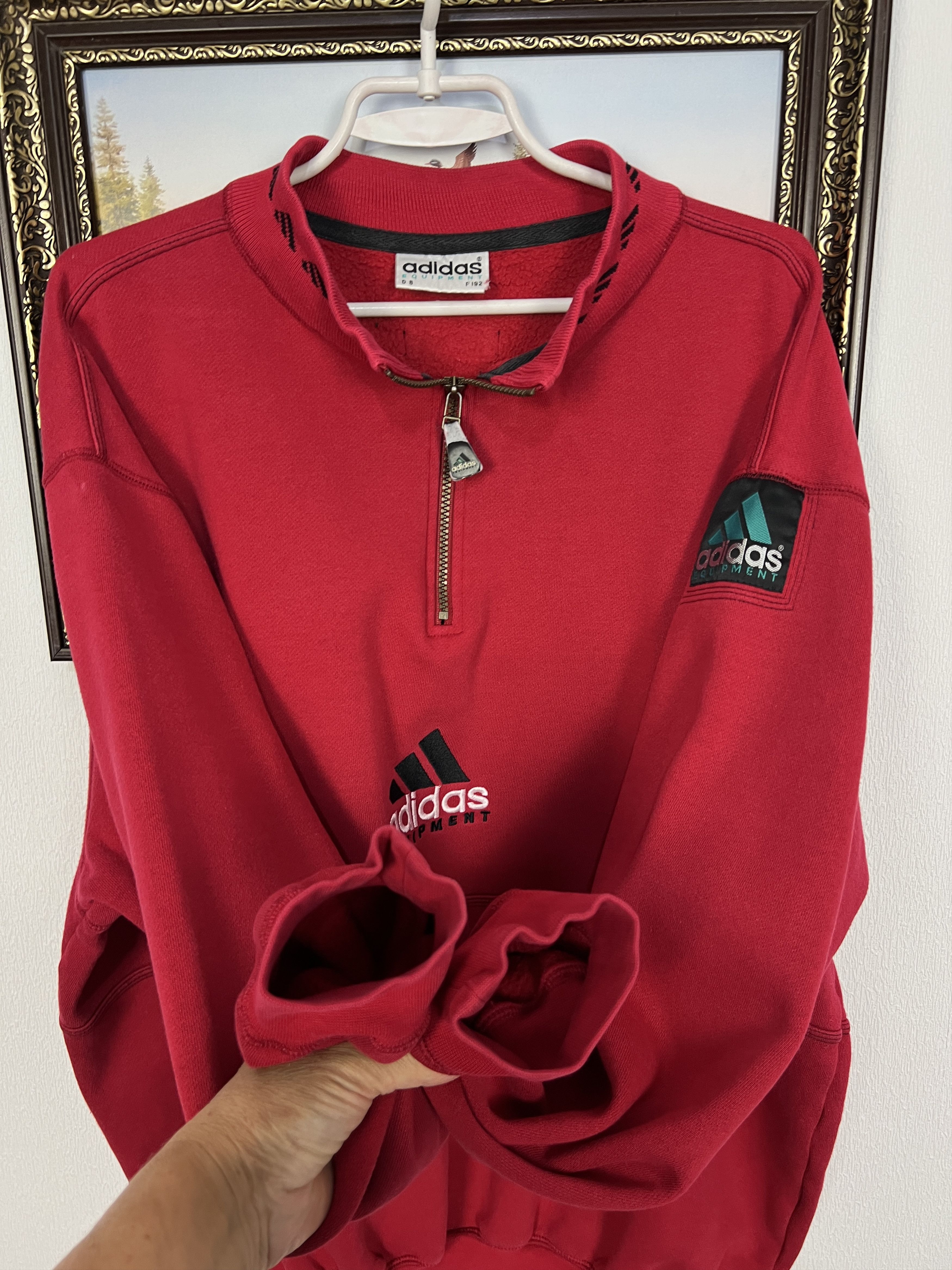 Adidas Vintage 90's Adidas Equipment Red Sweatshirt Mens Crewneck Size US XL / EU 56 / 4 - 7 Thumbnail