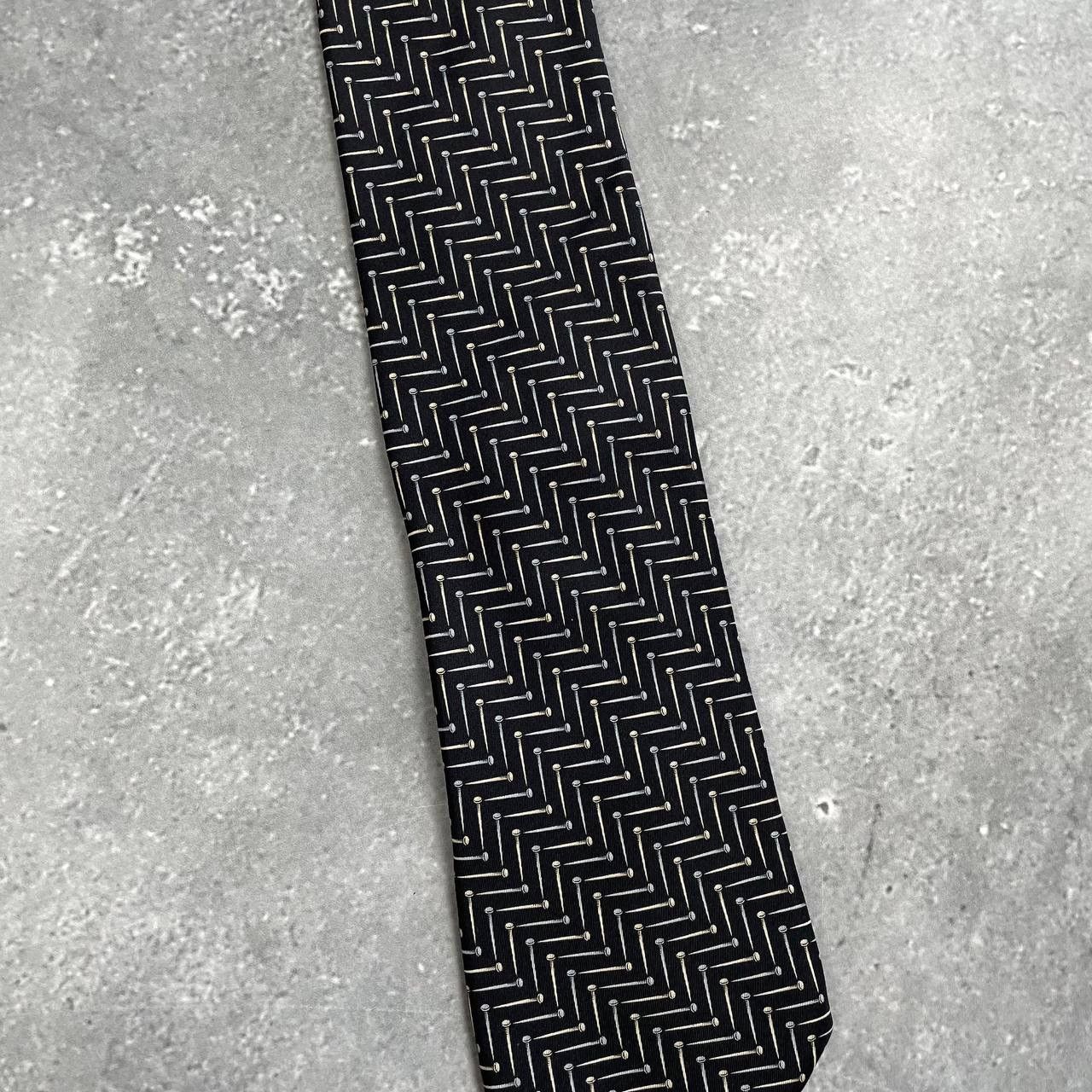 Designer × Gianfranco Ferre × Vintage Vintage Gianfranco Ferre Studio Nails Print Silk Tie Size ONE SIZE - 3 Thumbnail