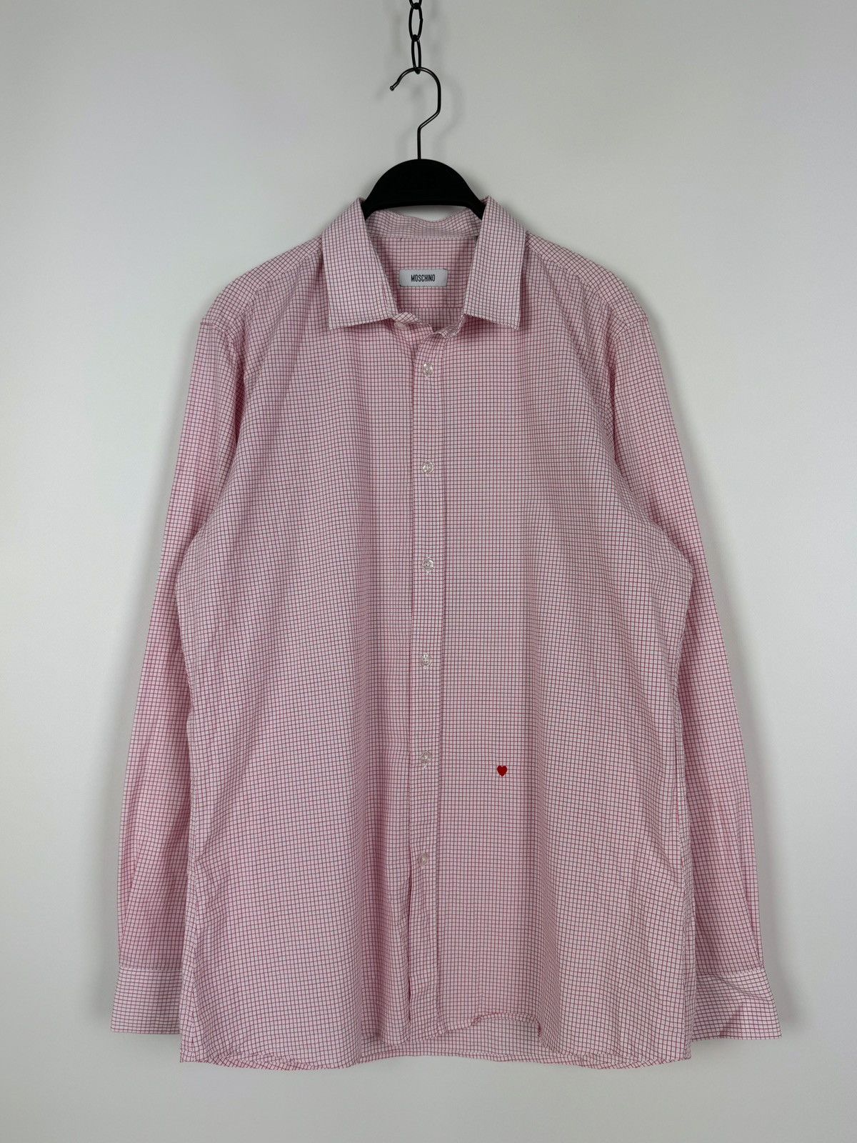 Moschino Moschino Heart Pink Buttons Up Check Shirt Size US L / EU 52-54 / 3 - 1 Thumbnail