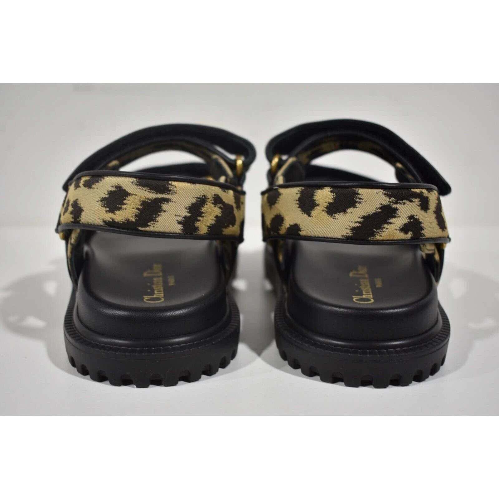Dior Christian Dior Act Dway Black Gold Leopard Shiny Logo Strap Size US 5.5 / IT 35.5 - 11 Thumbnail