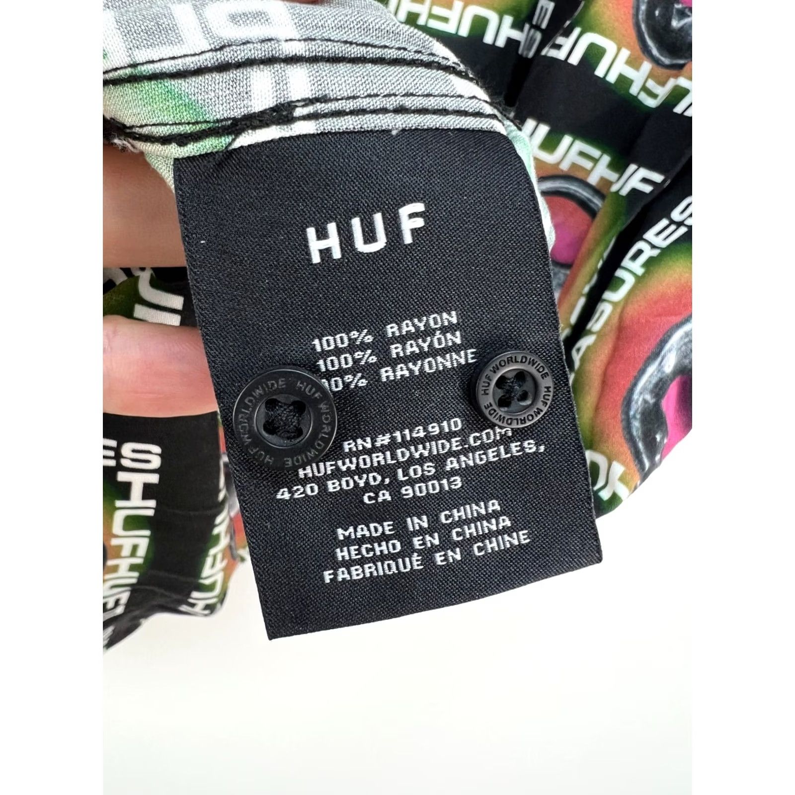 Huf HUF x Pleasures Pop Top Rayon Woven Shirt Multicolor Men's L Slim? Size US L / EU 52-54 / 3 - 5 Thumbnail