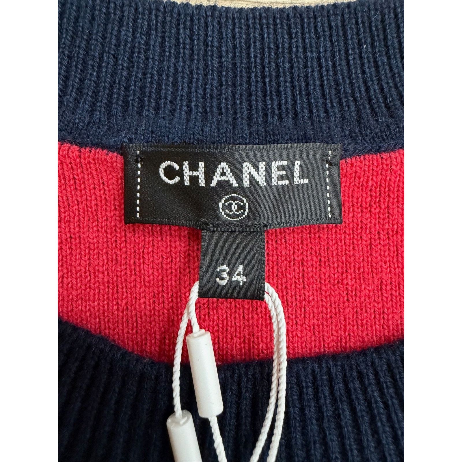 Chanel Chanel 21P Navy Pink CC Logo Cashmere Jumper Sweater 34 Size XS / US 0-2 / IT 36-38 - 11 Thumbnail