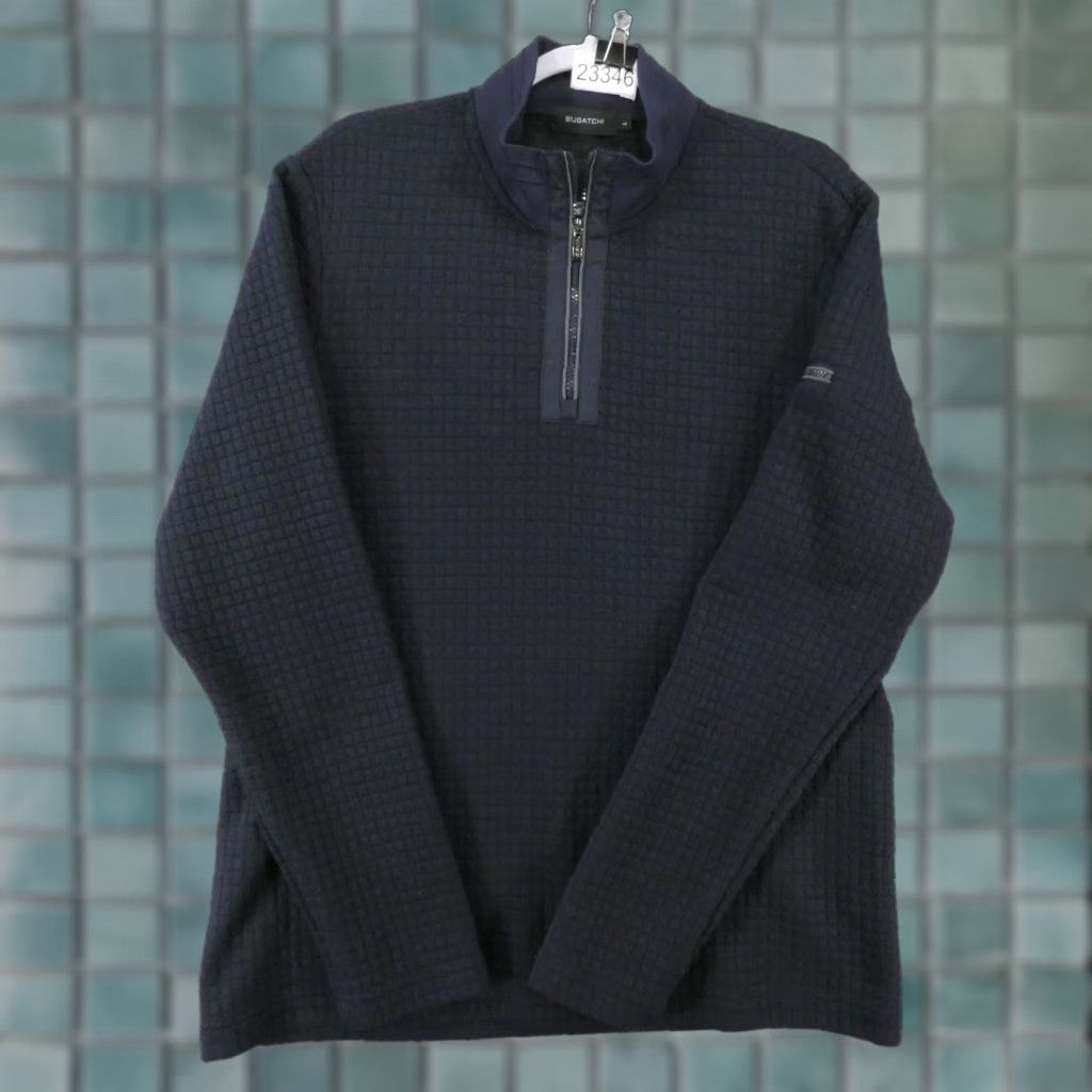 BUGATCHI BUGATCHI Mens Large Stretch Long Sleeve Navy 1/4 Zip Waffle Fleece Pullover Sweater Size US L / EU 52-54 / 3 - 1 Thumbnail