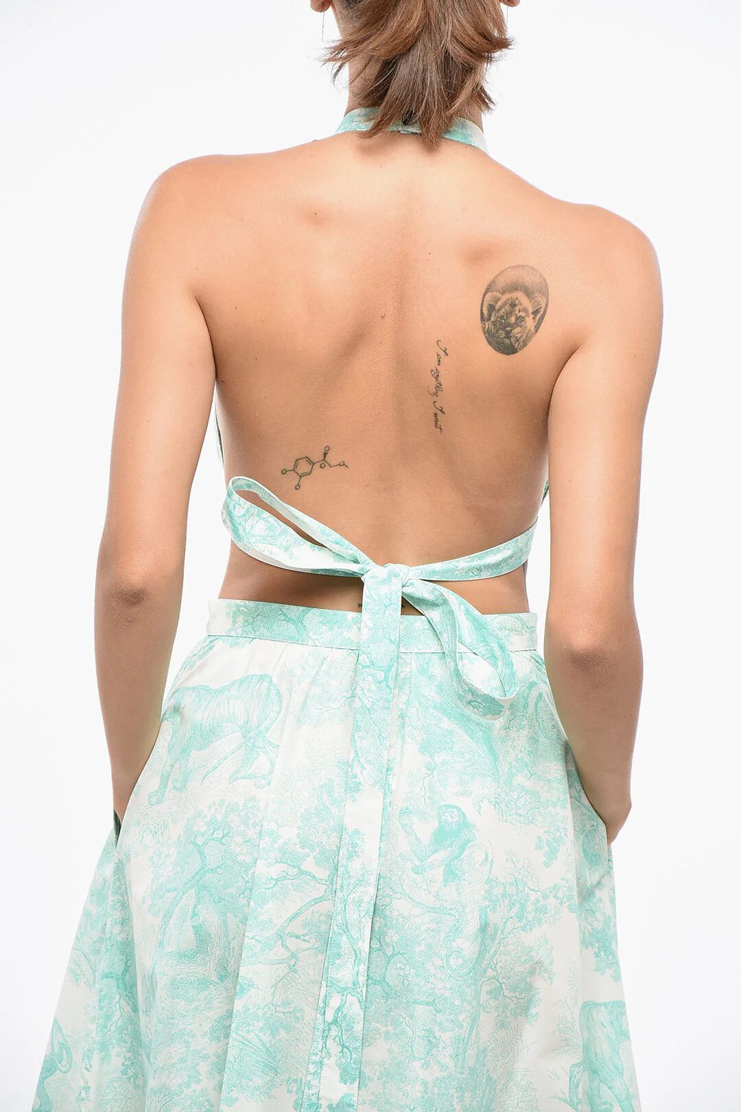 Dior o1mm0326 Azulejo-Print Halter-Neck Crop Top Light Blue Size M / US 6-8 / IT 42-44 - 2 Thumbnail