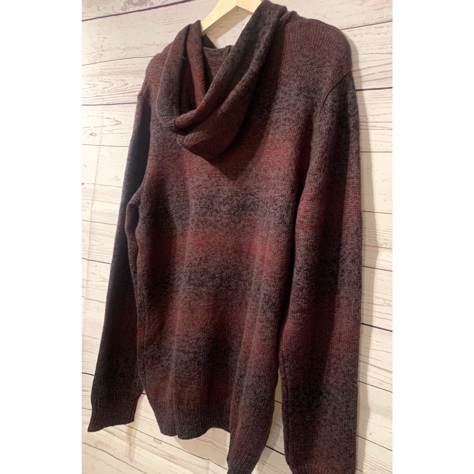 Vintage AMERICAN RAG Striped Hoodie Sweater Dark Red Cotton Blend Knit Heavyweight L Men Size US L / EU 52-54 / 3 - 4 Thumbnail