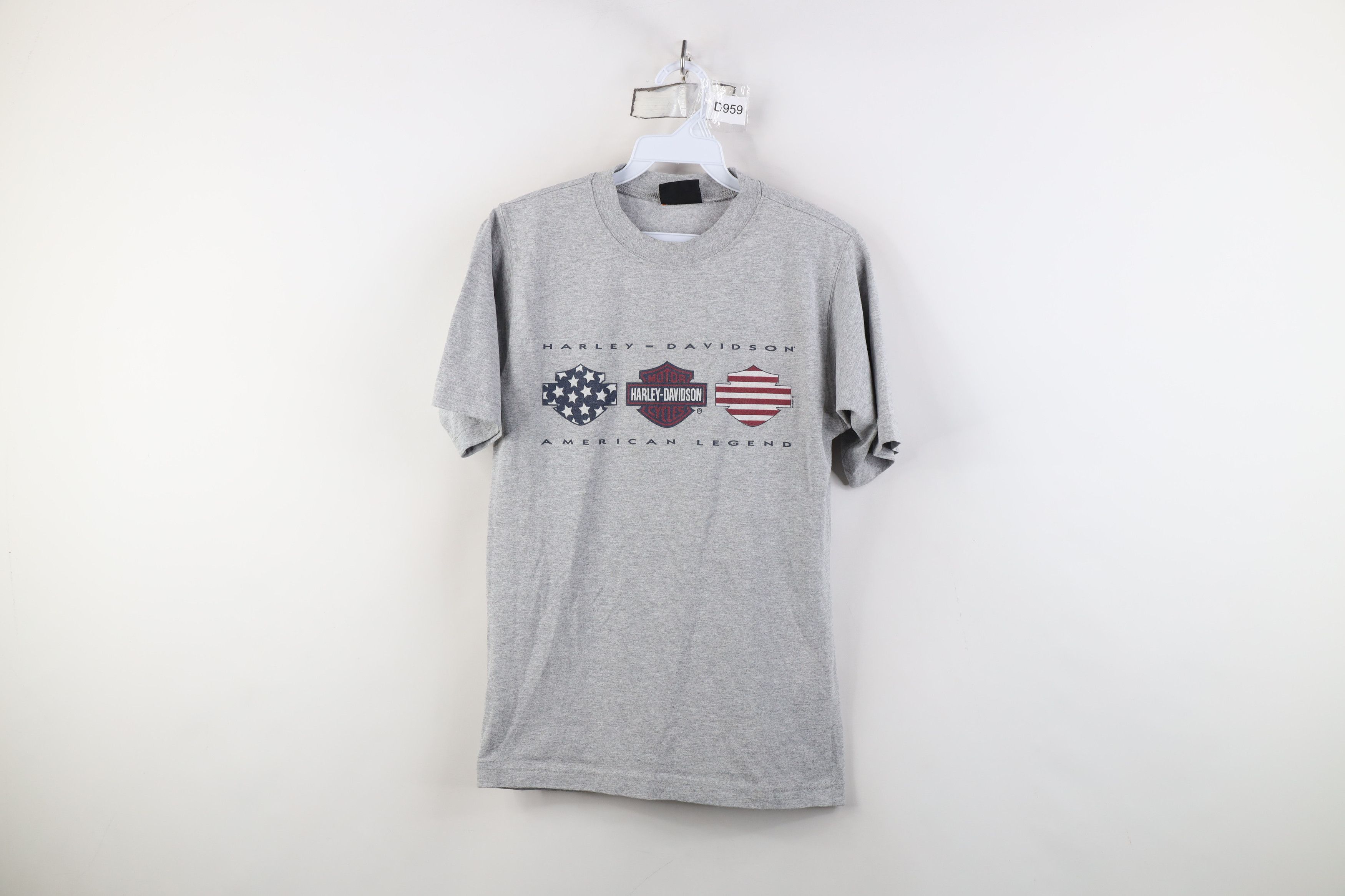 Harley Davidson Vintage 90s Harley Davidson Flag Motorcycle T-Shirt Gray Size M / US 6-8 / IT 42-44 - 1 Thumbnail